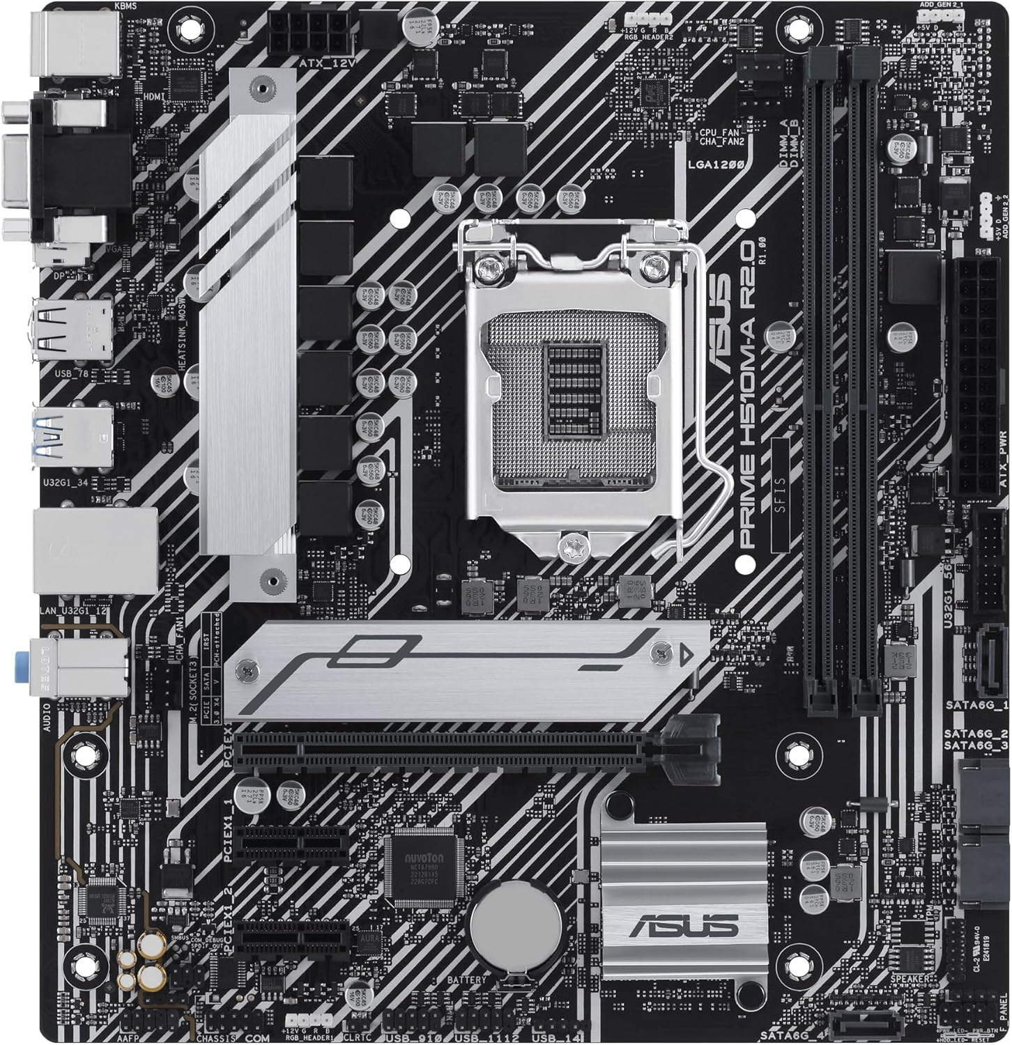 ASUS Prime H510M-A R2.0 Motherboard Socket Intel LGA1200 (Intel H470 Chipset, Matx, DDR4, USB 3.2 Gen 1, M.2, 1GB Ethernet, Aura Sync) image number 1