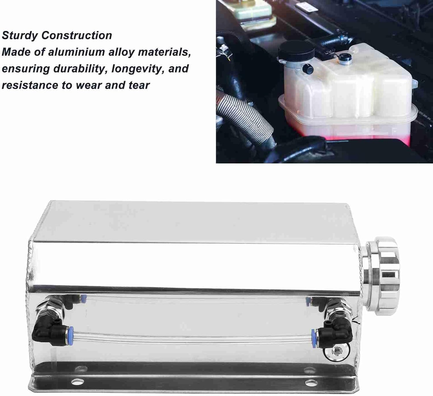 Coolant Expansion Tank 2L Capacity, Securely Sealed, Aluminum Alloy Material, Sturdy Construction, Fit for Subaru Enhances Engine Performance (Silver)