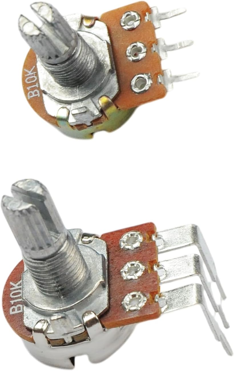 Lonely Binary 12-Pack 10K Rotary Potentiometers with Assorted Knobs, 6 Straight & 6 Right-Angle, 12 Knobs, Breadboard-Friendly, Perfect for Arduino, Raspberry Pi, ESP32 Projects, and DIY Electronics. image number 2