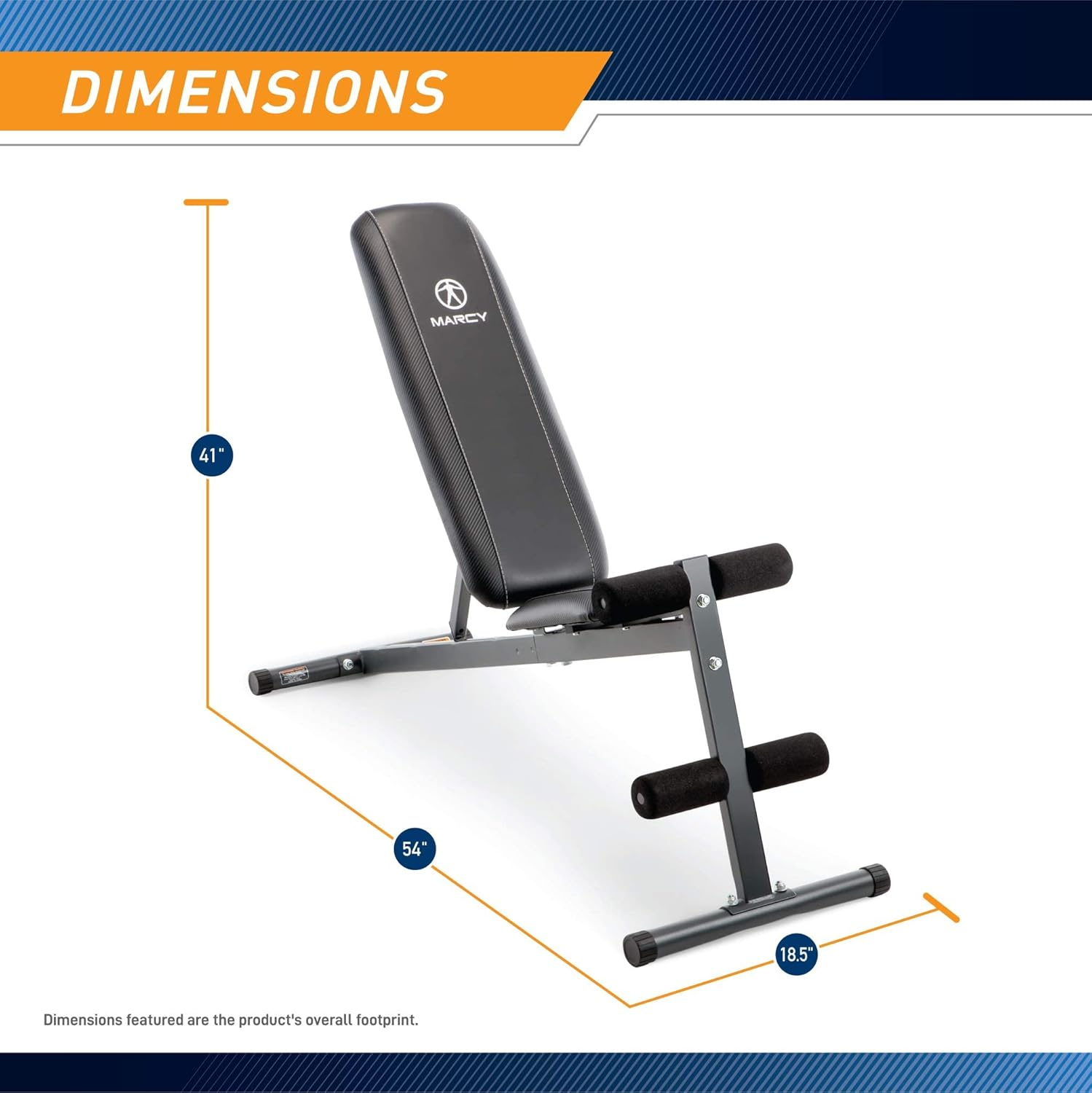 Marcy Exercise Utility Bench for Upright, Incline, Decline, and Flat Exercise SB-261W , Black, 42.00 X 19.00 X 51.00 Inches