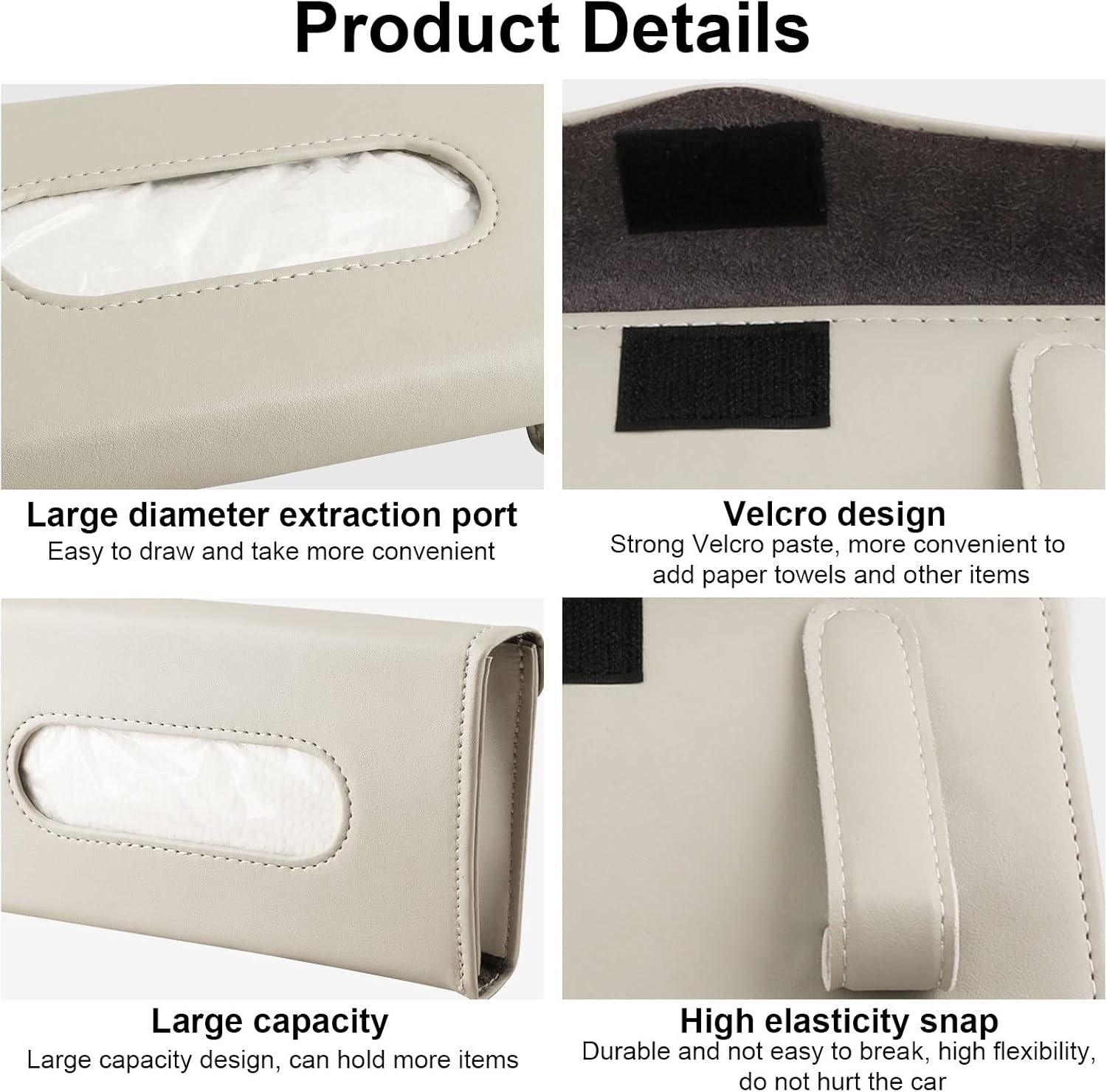 Car Tissue Holder - Multipurpose Car Visor Tissue Holder Leather Hanging Paper Towel Holder Fashion Car Sunshade Napkin Holder Durable Car Accessories Easy Install Suitable for Most Cars(1 Black+1 Beige)