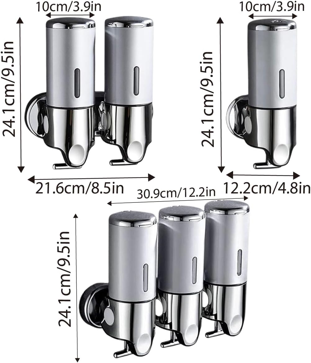 AIMALL Stainless Steel Wall-Mounted Soap Dispenser, Manual Push Lever, 500Ml/1000Ml/1500Ml for Shower Gel, Shampoo, and Hand Sanitiser in Bathroom or Hotel Use image number 4