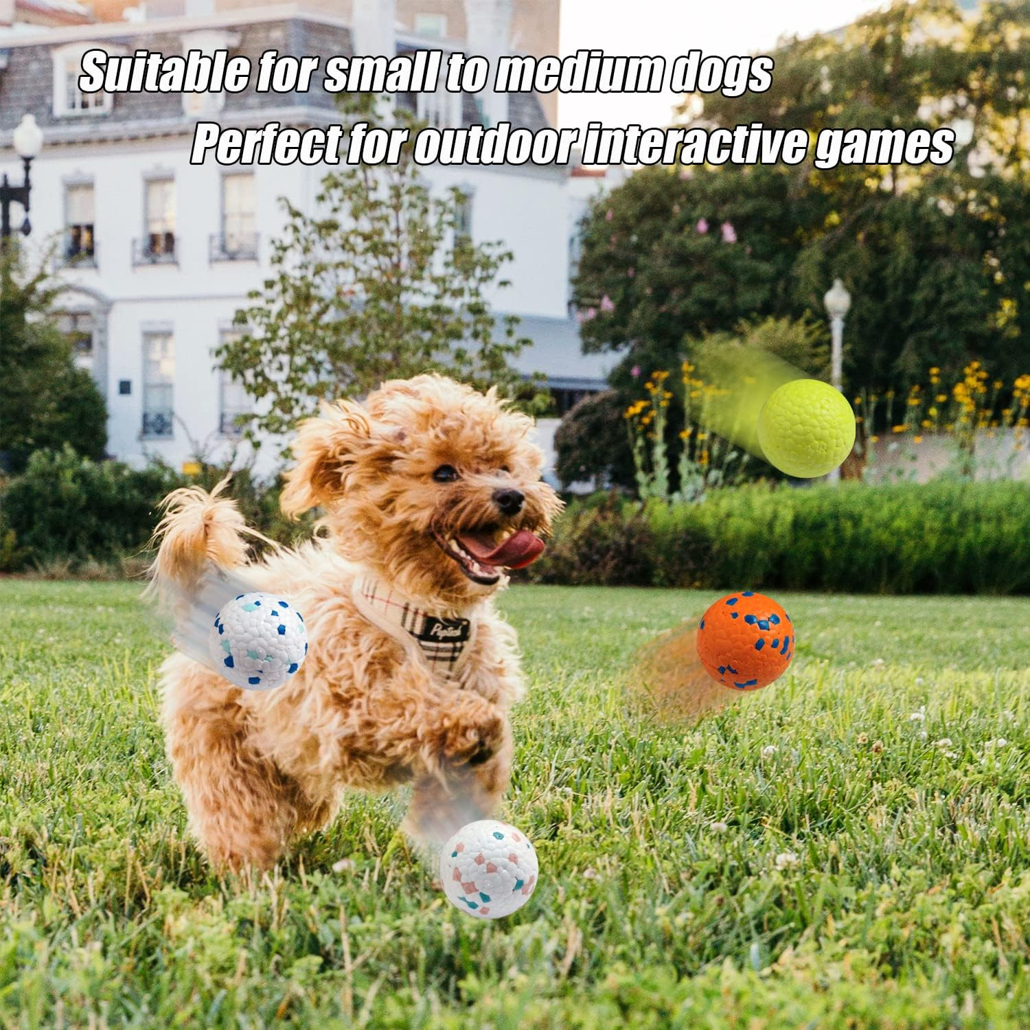 Indestructible Floating Bouncy Dog Balls for Small Breed Puppies - Lightweight, Durable, Odourless - 2.5" (4 Pack) image number 3