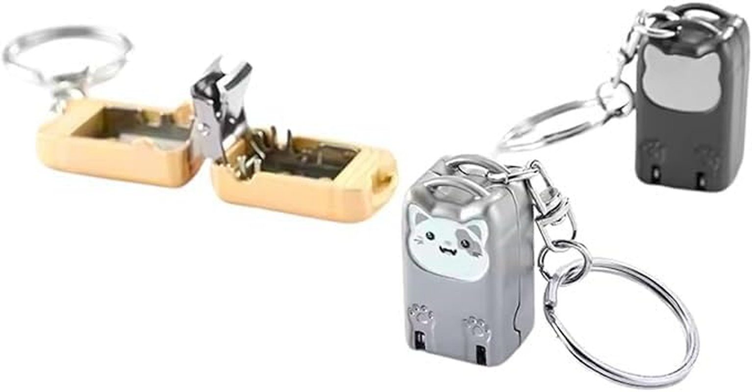 Mini Nail Clippers Keychain, Cute Cat Nail Clipper, Compact Pocket Folding Nail Cutter Keyring，Portable Travel Nail Clippers for Purse & Keyring with Ear Wax Removal Tool (Golden) - Silvery image number 3