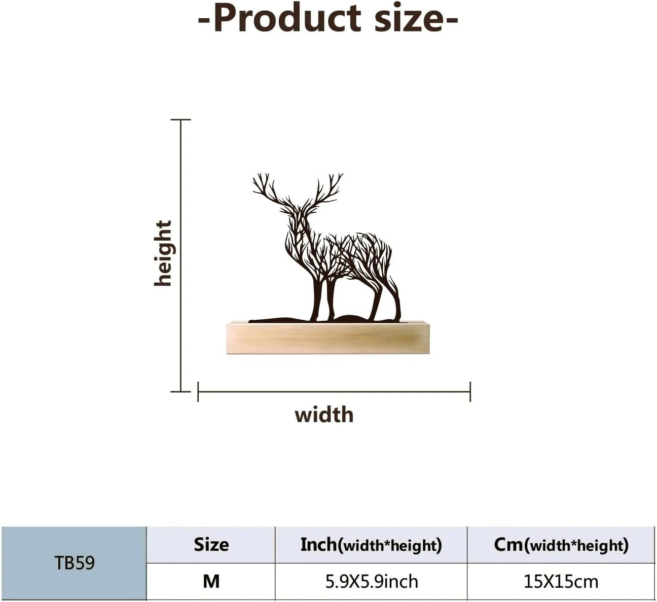 Chic Iron Deer Ornament with Wooden Base, Iron Culpture, Decorative Statue, Metal Deer Ornament, Rustic Decor, Art Deco, Bookshelf Decor, Office Decoration, Gift image number 3