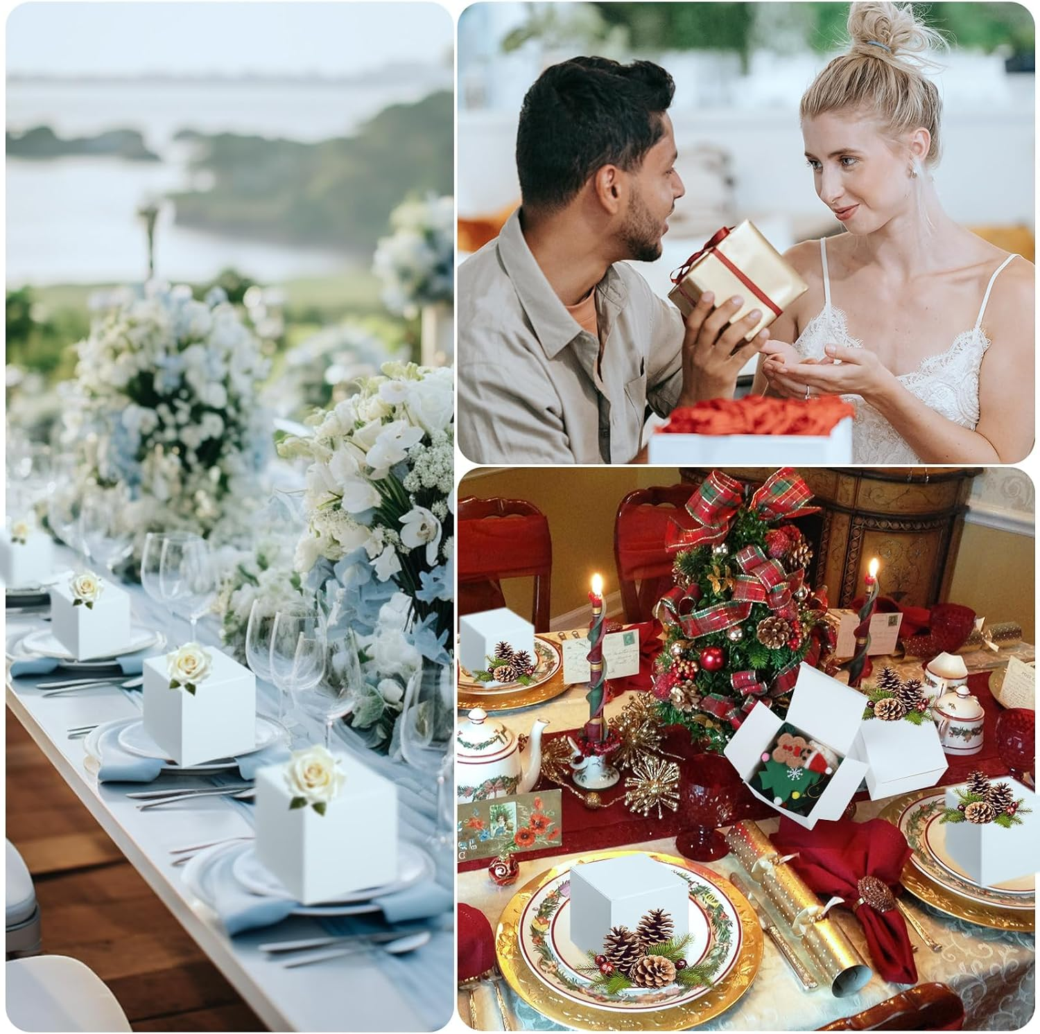 Geepen 40-Pack Kraft Gift Boxes 10X10X10Cm, Small Brown Paper Boxes with Lids for Favours, Weddings, Parties, Jewellery, and DIY Crafts White image number 3