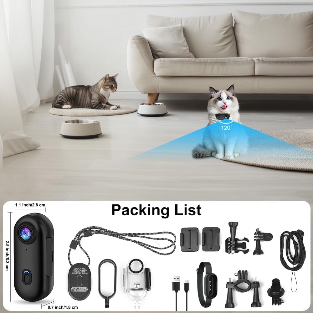 B-Qtech 4K Action Camera, 360&deg; Mini POV Portable Magnetic Body Camera, Underwater Camcorder 30M Waterproof Wifi Wearable Video Recorder 120&deg; Wide Angle for Work Travel Pet Walk Vlog