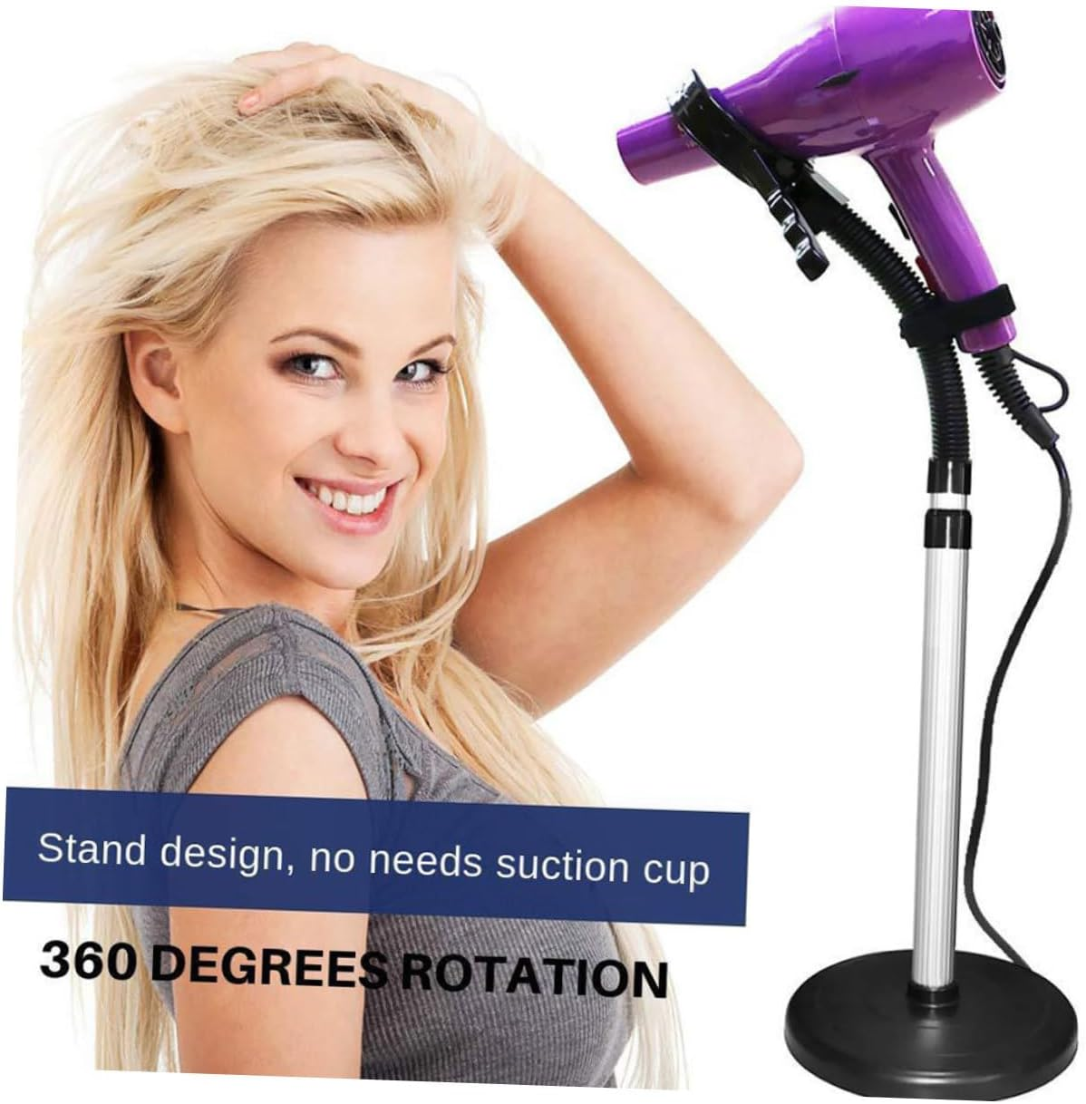 TOVINANNA 360Degree Hair Dryer Holder Stand Bracket for Salon Barber Home Space Saving Storage Rack Rotating Function for Daily Use image number 2