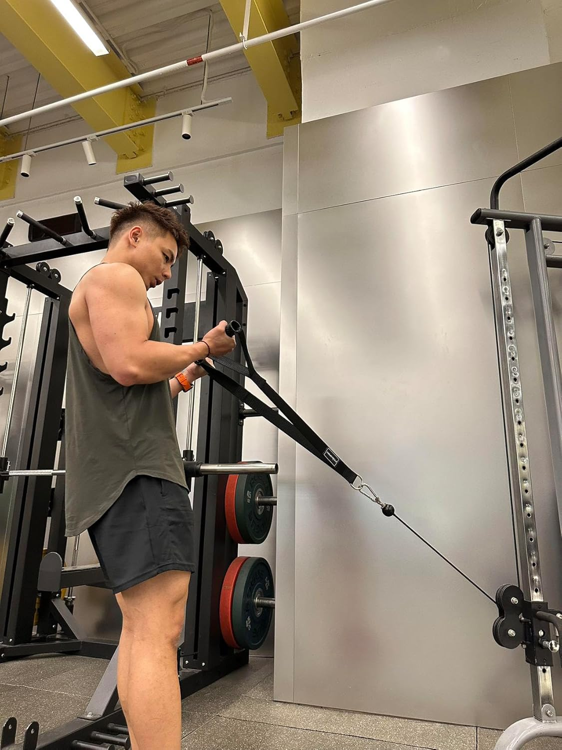 KYLIN SPORT Long Stirrup Handle with Metal Carabiner Cable Machine Attachments Resistance Band Handles Silicon Grips Fitness Strap image number 4