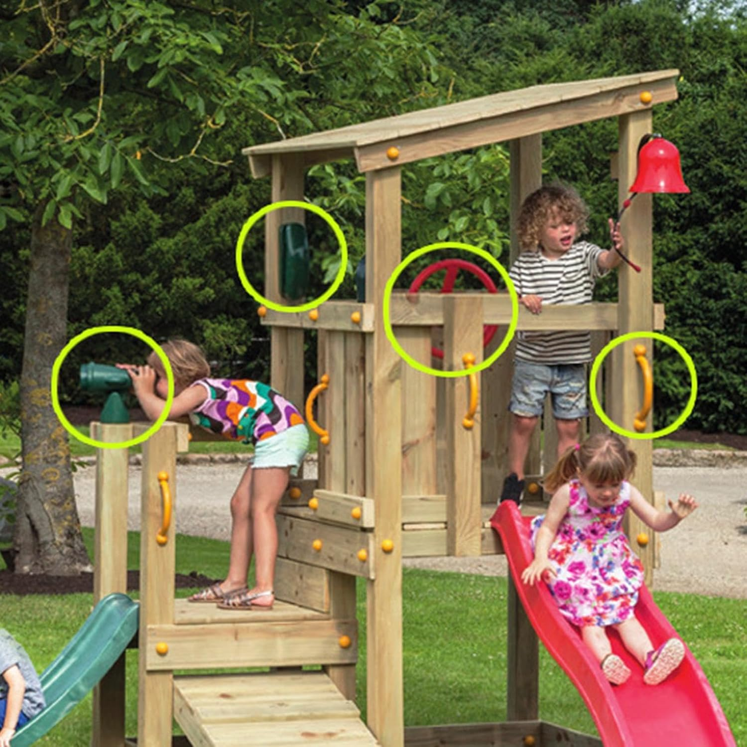 Outdoor Garden Toy Playground Toy Set Swingset Playground Accessories Steering Wheel Toy for Treehouse Outdoor Swing Set Climbing Frame, Style B, Multi