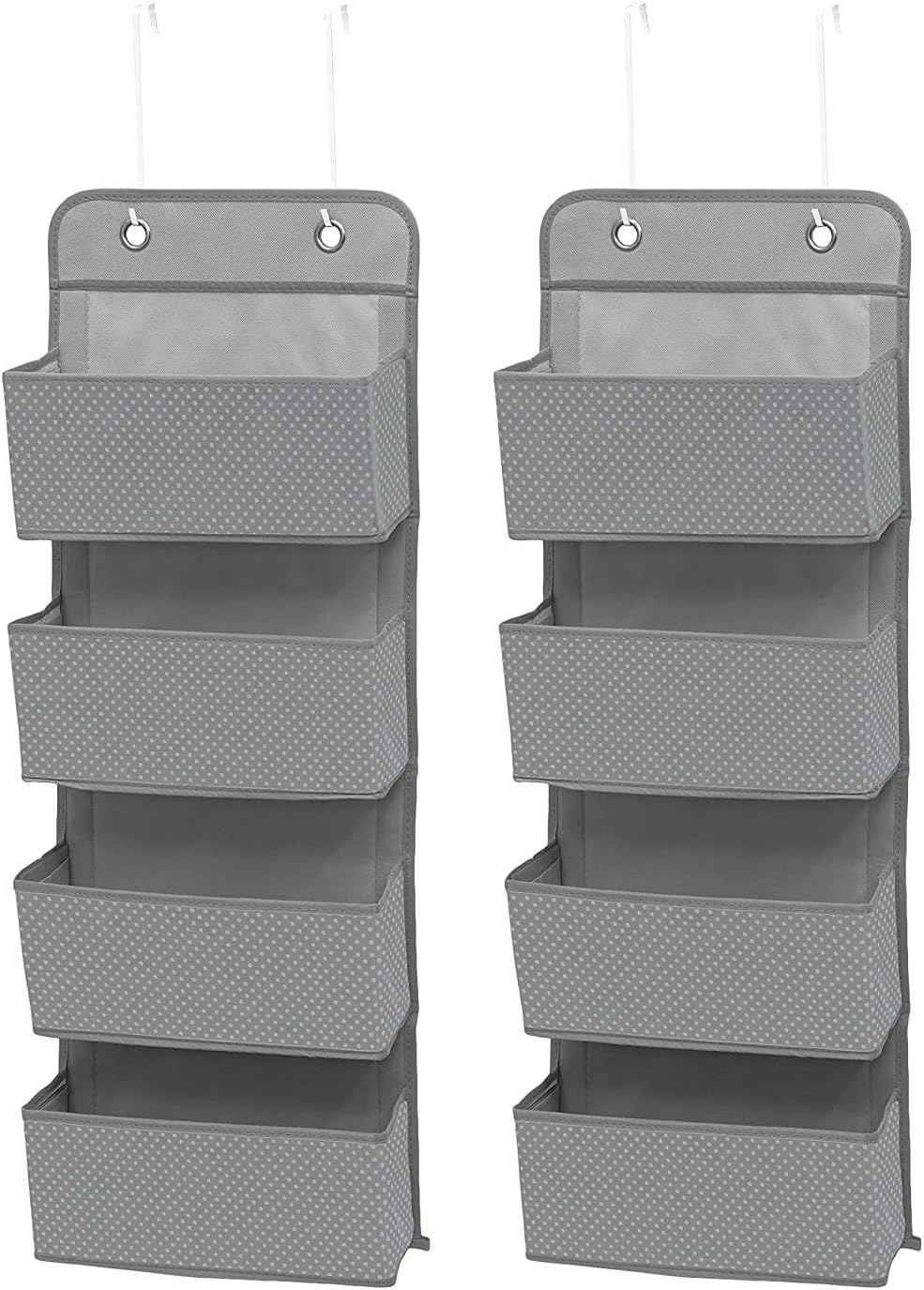 Delta Children 4 Pocket over the Door Hanging Organizer Easy Storage/Organization Solution - Versatile and Accessible in Any Room in the House, Dove Grey, (Pack of 2)