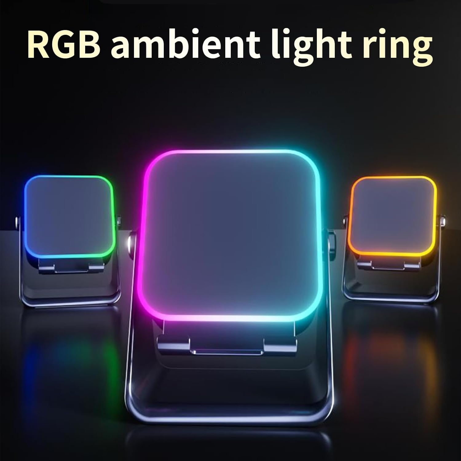 5 in 1 Wireless Induction Bluetooth Speaker, Wireless Induction Speaker with Adjustable Phone Stand, 8 Colors RGB Ambient Light, Bluetooth 5.2, Fast Connect Audio Player (2*White) - 2*Black image number 7