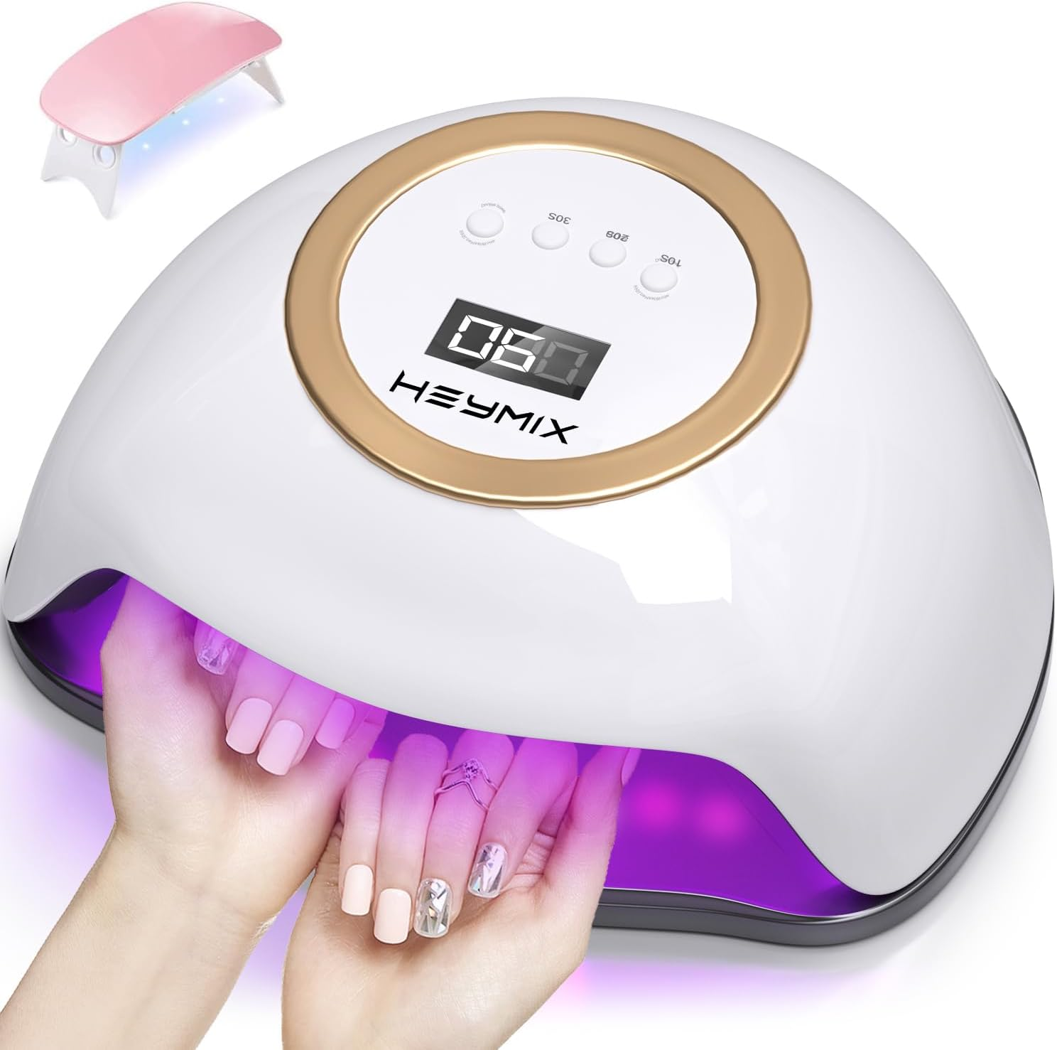HEYMIX UV Nail Lamp, Ultra Fast Gel Nail Dryer 42 LED UV Curing Lamp for Nail Curing & Gel Nail Dryer with 4 Timer Setting, Professional 168W UV LED Nail Dryer for Gel Polish image number 1
