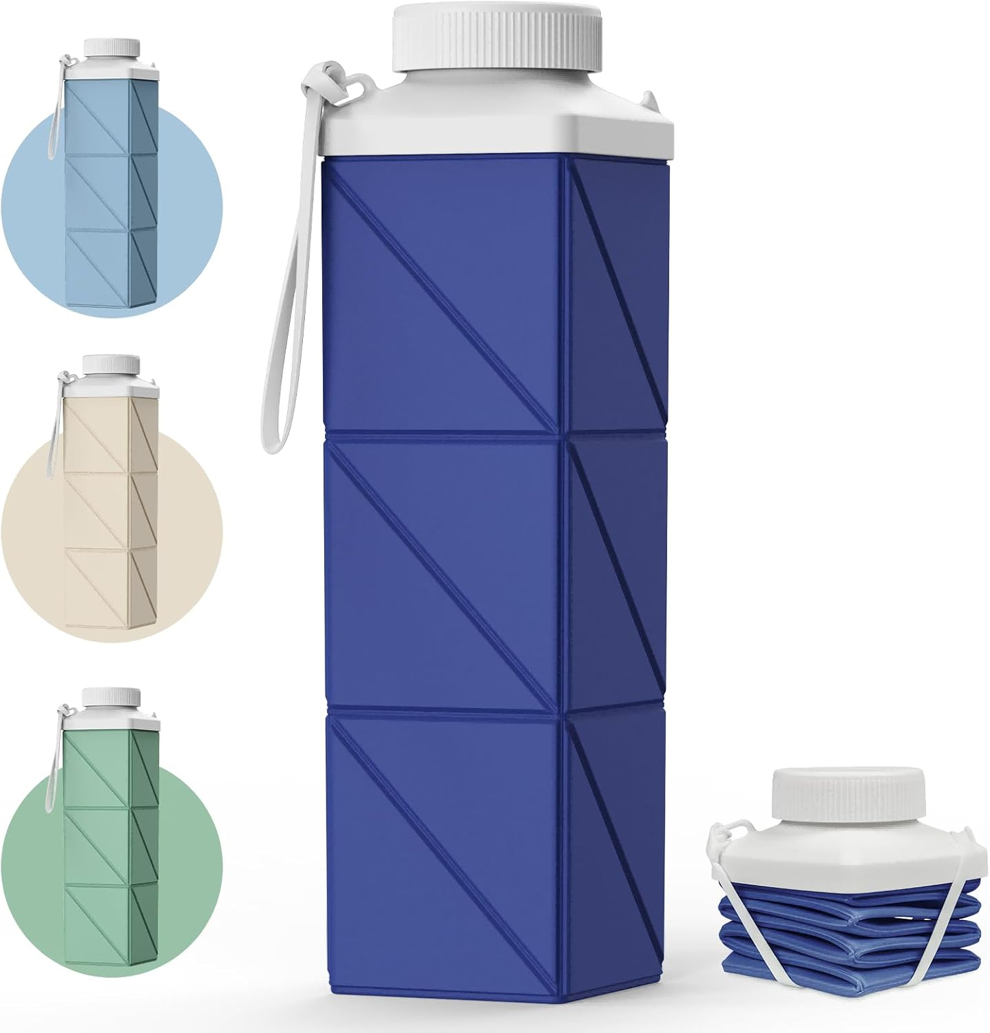 Mefold Collapsible Water Bottles, 2Nd Generation Leakproof Bpa-Free Silicone Travel Water Bottle 720Ml(24.3Oz),Lightweight Reusable Water Bottle for Travel Cycling Gym Camping Sports, Sage Green