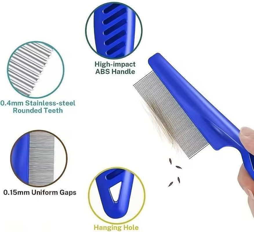 Pack of 6 Cat Dog Flea Comb, Lice Comb, Flea Comb for Removing Fleas, Metal Teeth Lice Comb, Flea Tear Stain Remover Comb image number 3