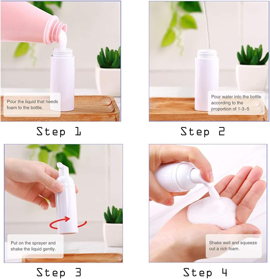 60Ml 3 Pcs White Foam Pump Bottles Portable Empty Plastic Foaming Pump Soap Dispenser Bottles Travel Size for Cleaning, Travel, Cosmetics image number 6