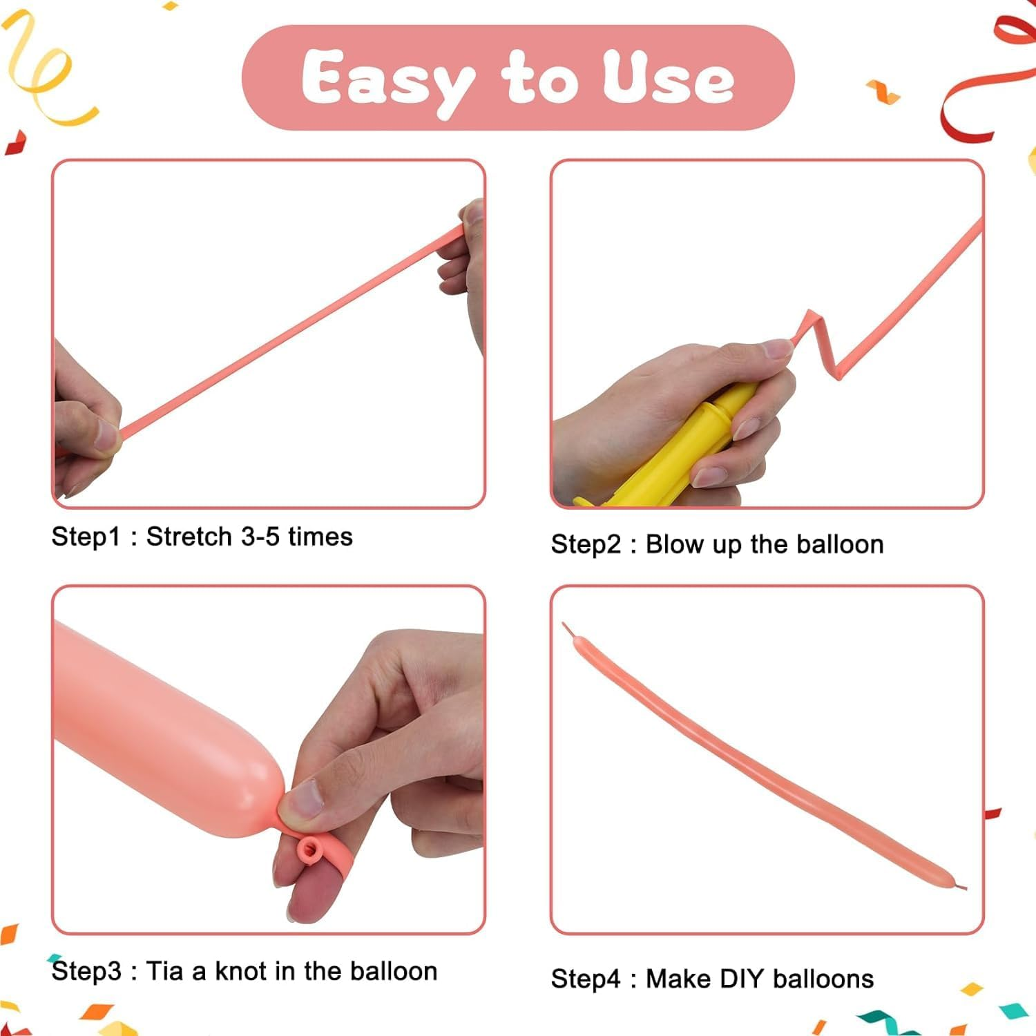 Lumjoy 200Pcs 260Q Long Balloons Pastel Assorted Mixed Color Thickening Skinny Latex Twisting Animals Modeling Magic Balloons for Weddings Birthdays Clowns Christmas Party Garland Decorations - Metallic image number 2