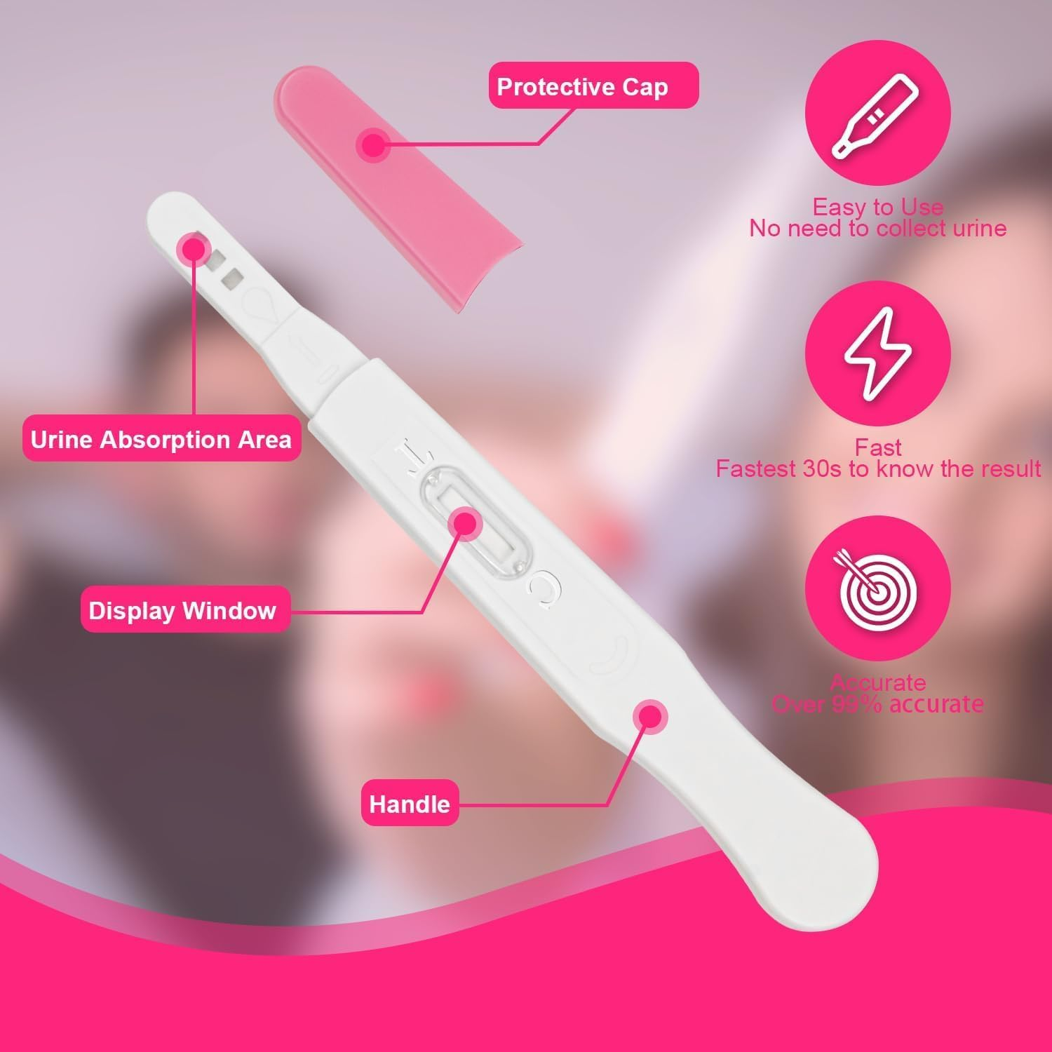 Pregnancy Tests Early Detection Home Test, over 99% Accurate Fast Results, Easy to Use, Detects Low HCG Levels, Box Early Pregnancy Home Detection HCG Pregnancy Tests Kit, 5 PCS image number 4