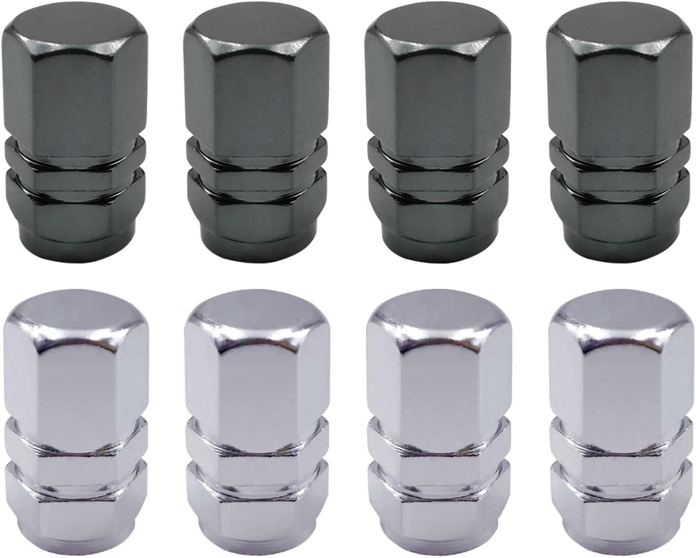 8 Pcs Aluminum Tire Valve Stem Caps Metal Car Dust Caps for Car Tyres Universal Tyre Valve Caps Car Caps with Gasket for Motorbike, Trucks, Bike, Electric Scooter, SUV, Baby Buggies (Red, Blue)