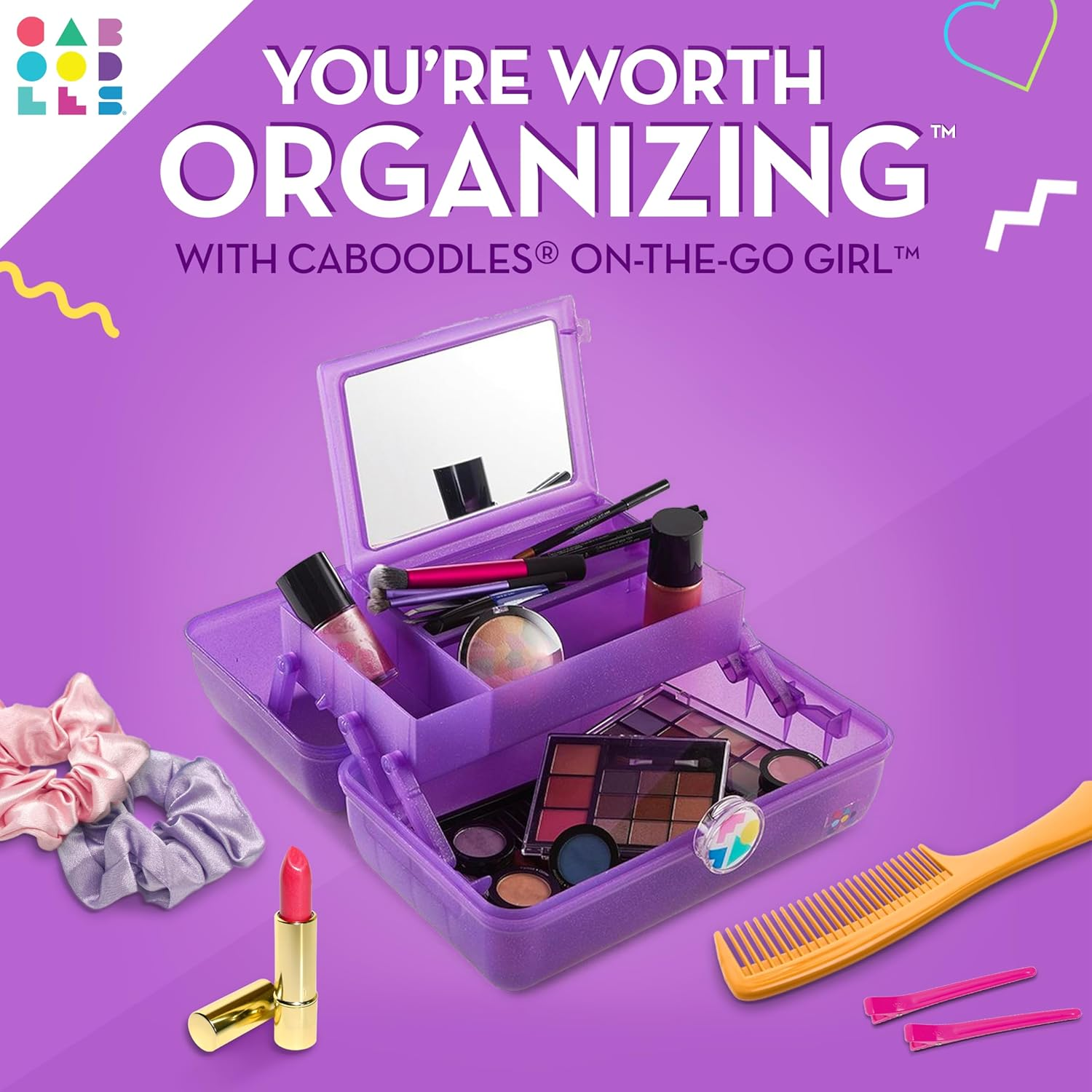 Caboodles On-The- Go Girl, Purple Jelly Sparkle, 1 Count (Pack of 1)