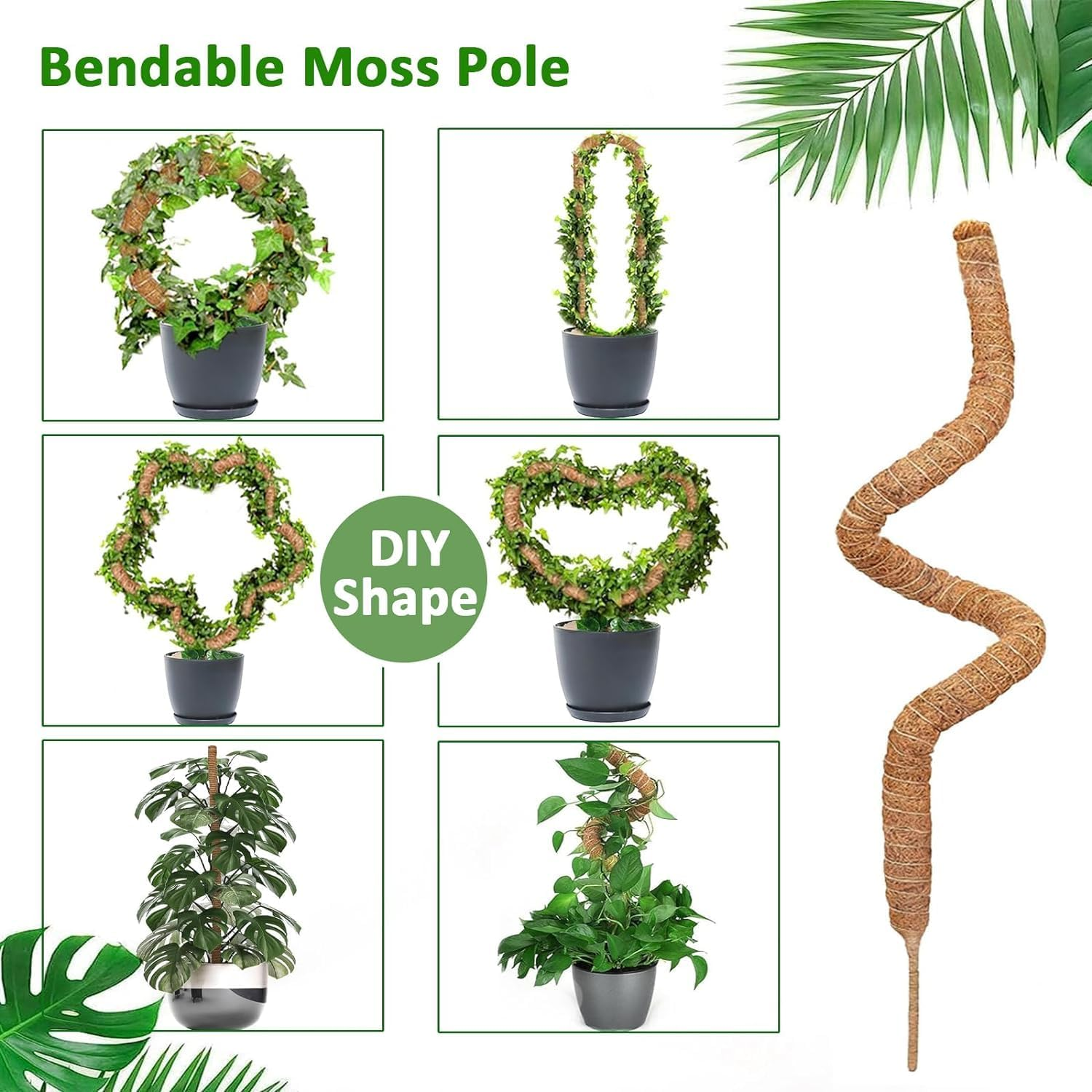 Pack Moss Pole Kit, 48 Inch Bendable Moss Pole Monstera Plant Support, Moss Poles for Monstera, Climbing Plants Indoor Large Moss Pole Support Garden Trellis Potted Plants Pothos Growth (48 Inch) image number 1