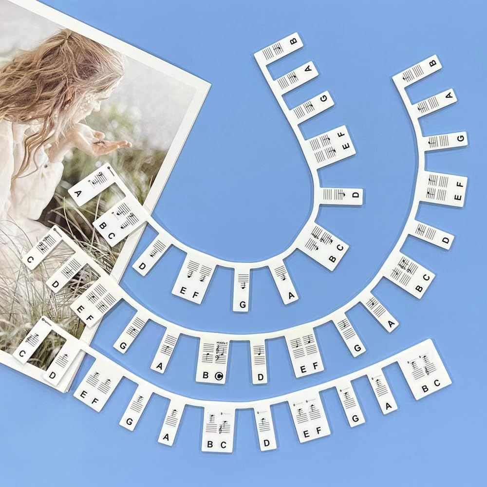 Removable Piano Key Stickers,Reusable Silicone Piano Keyboard Note Labels for Beginners and Kids,88 Keys Full Size,No Need Stickers (Black-88) image number 6