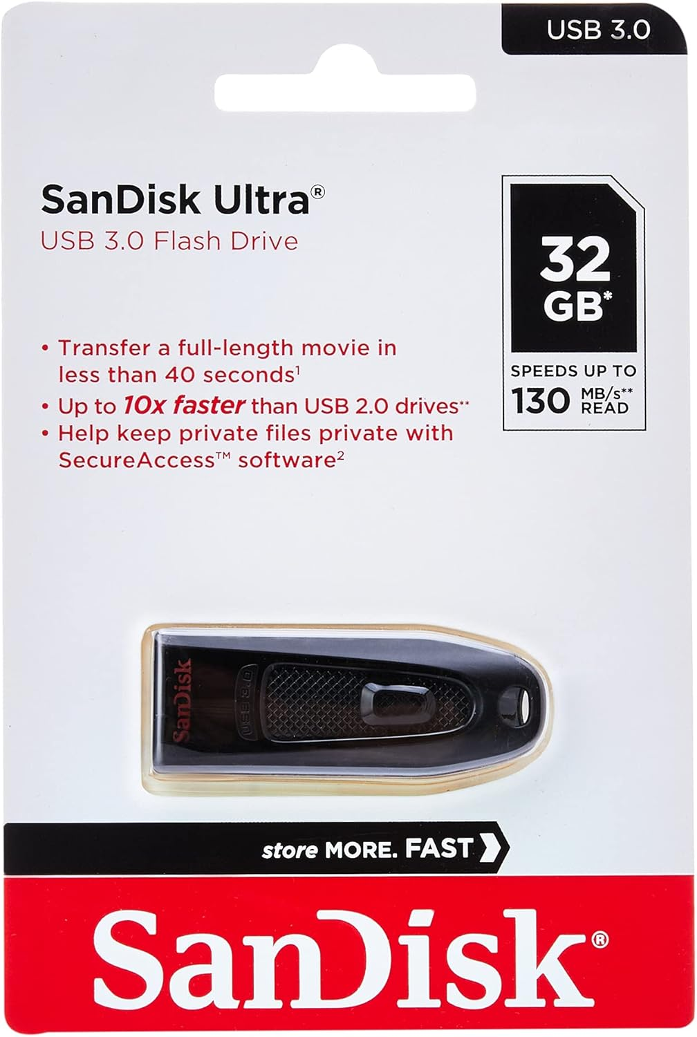 Sandisk 32GB Ultra Fit USB 3.1 Flash Drive SDCZ430-032G-G46 & 32GB Ultra USB 3.0 Flash Drive - Black - SDCZ48-032G-U46 image number 2