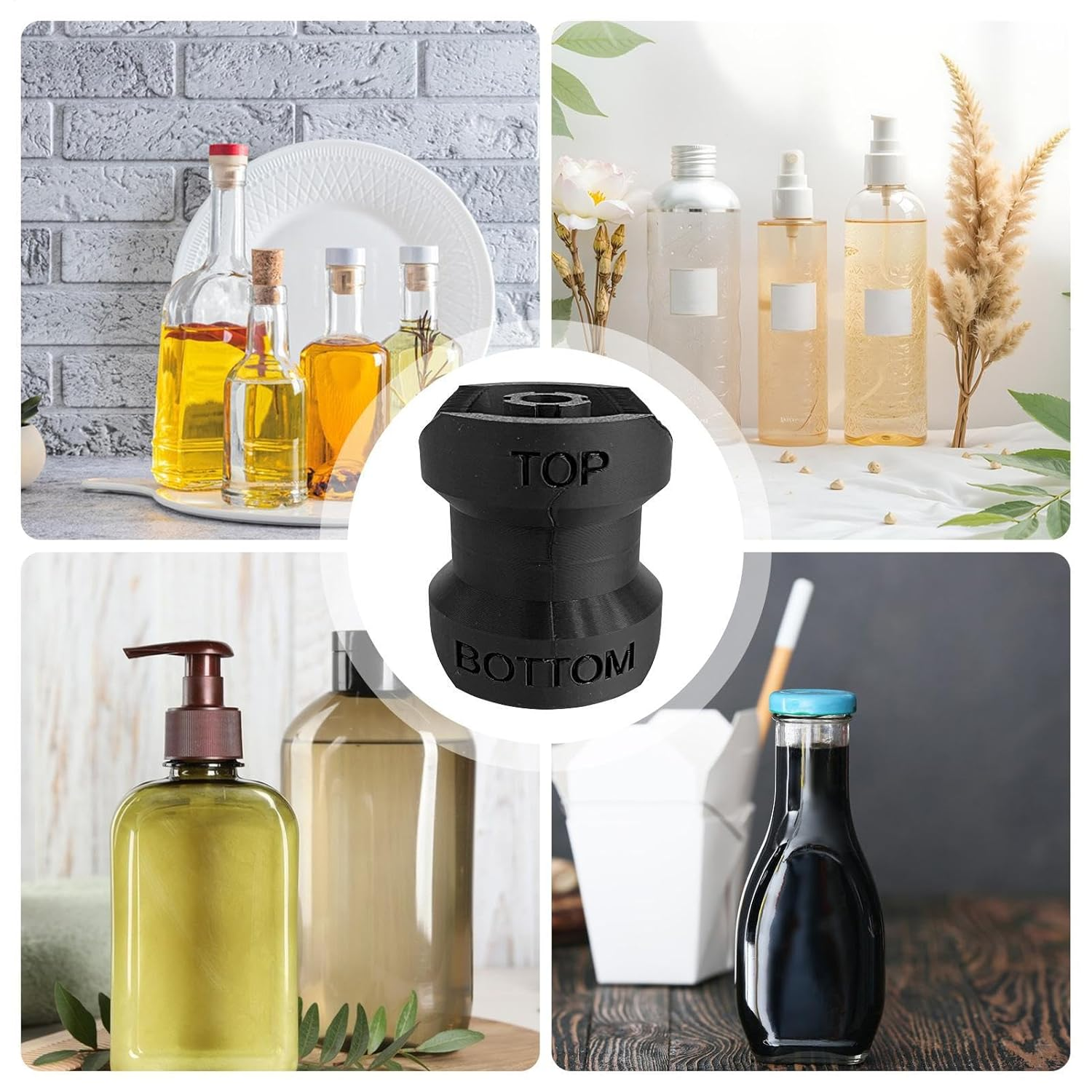 Inverted Bottle Lid - Home Liquid Transfer Adapter Bottle Lid - Reusable Household Gadgets Funnel-Shaped Tool for Kitchen Bathroom Soy Sauce Shower Gel Conditioner image number 4