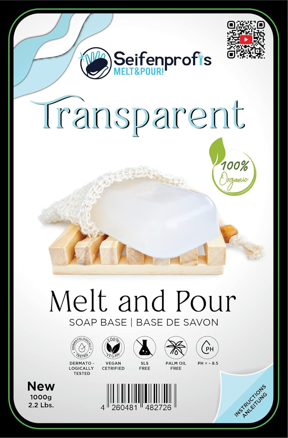 Glycerine Soap Raw Soap Base, Transparent/White (Sls-Free) (1 Kg Transparent)