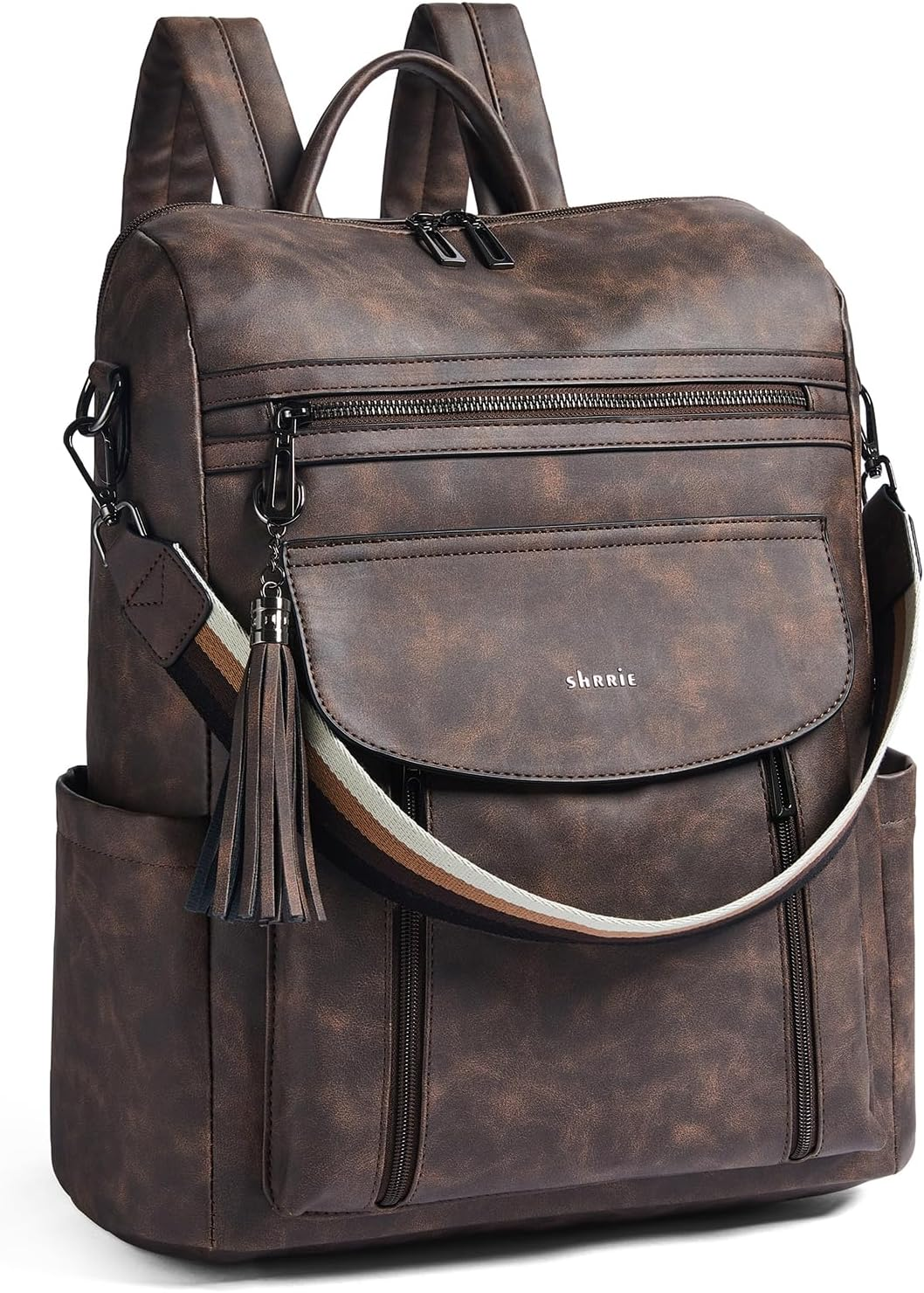 Shrrie Laptop Backpack for Women 15.6 Inch,Travel Leather Backpack Purse Nurse Teacher Carry on Backpack