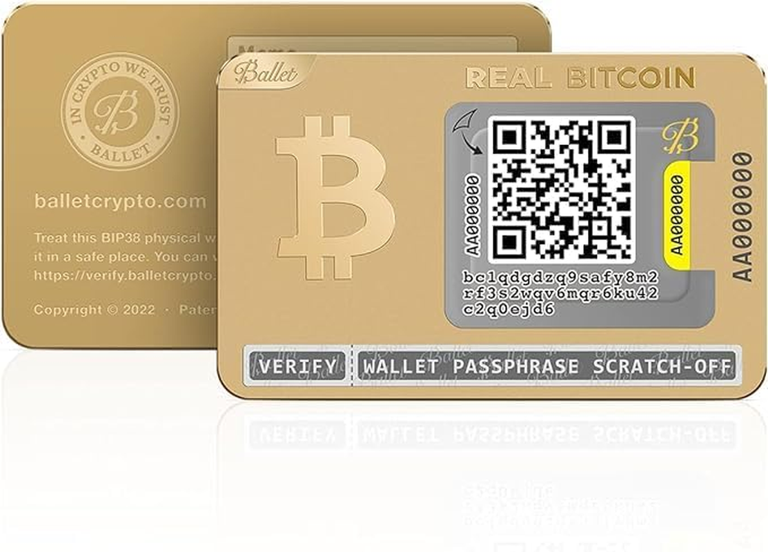 Ballet Real Bitcoin, Gold Edition - the Easiest Crypto Cold Storage Card with New Premium Packaging, Cryptocurrency Hardware Wallet with Multicurrency and NFT Support (1-Single) image number 3