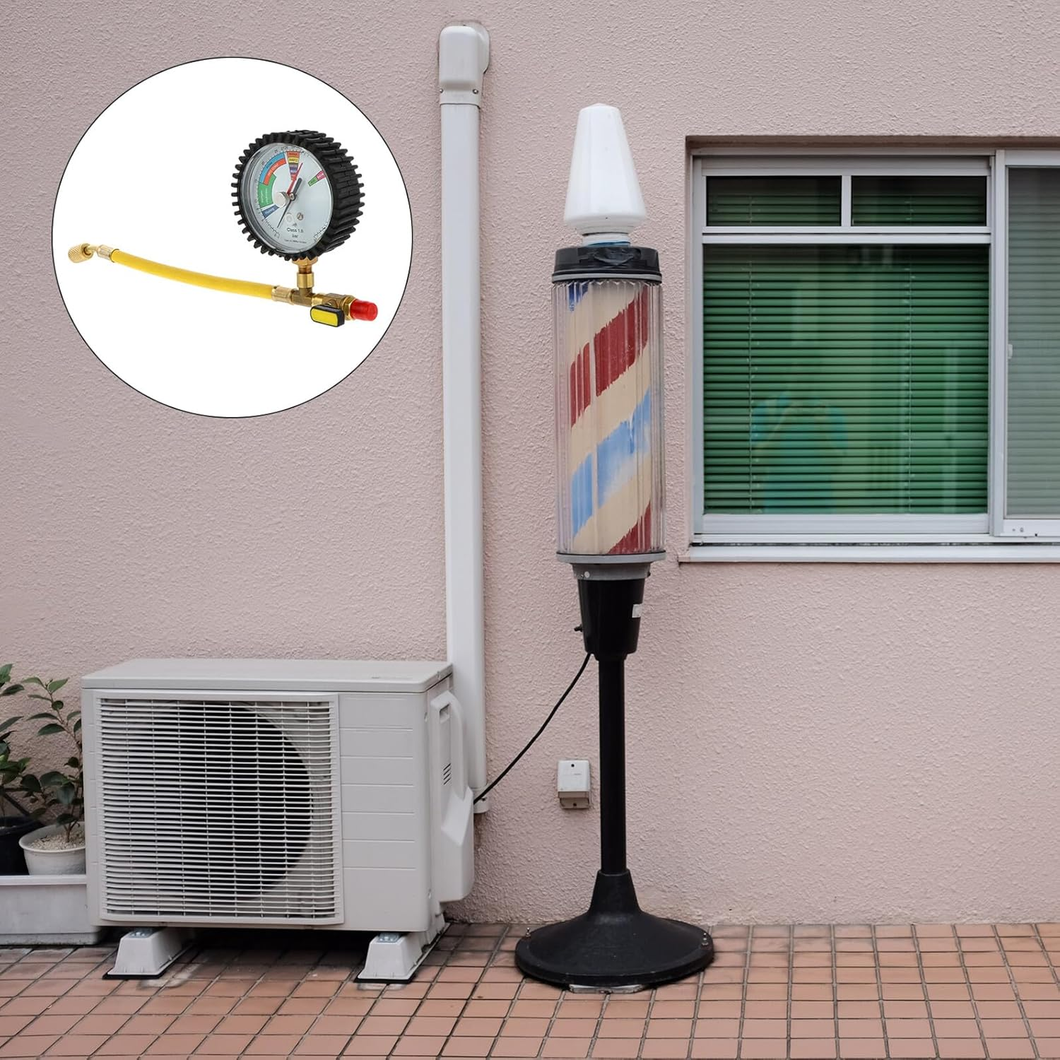 Air Conditioning Refrigeration Nitrogen Pressure Test Gauge for Car and Household AC Leak Detection Large Display Brass Construction Static Pressure Tester image number 2