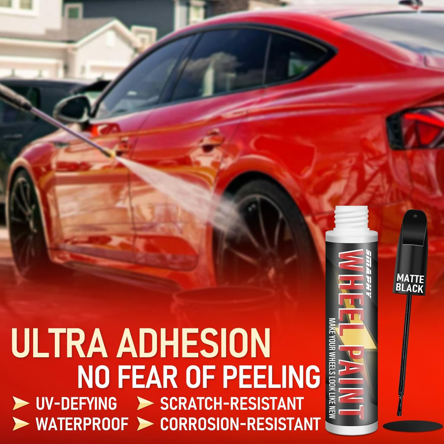SMAPHY Black Rim Touch up Paint, Wheel Repair Paint Quick and Easy, for Cars Wheel, Car Repair, Universal Color Rims (Matte Black) image number 6