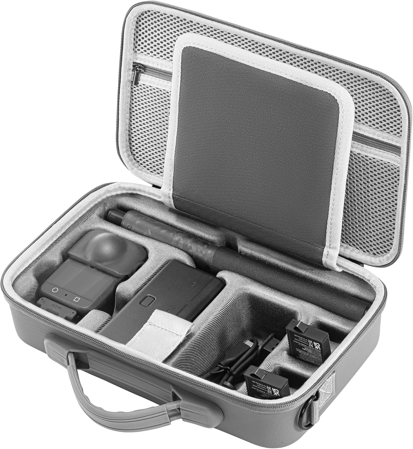 OSMO 360 Panoramic Camera Full Equipment, Grey Hard Shell Carrying Case, Waterproof, Shockproof PU Case, Lightweight and Detachable Shoulder Strap image number 4