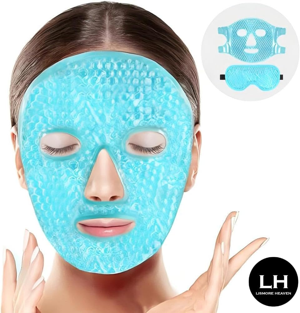 Lh-Blue Gel Eye Mask, 2 Pack Cooling Ice Sleeping Masks for Puffy Face Eyes for Men & Women, Cold & Warm Sleep Compress for Post Surgery, Puffiness, Allergies, Sinuses & Migraines- Blue image number 4