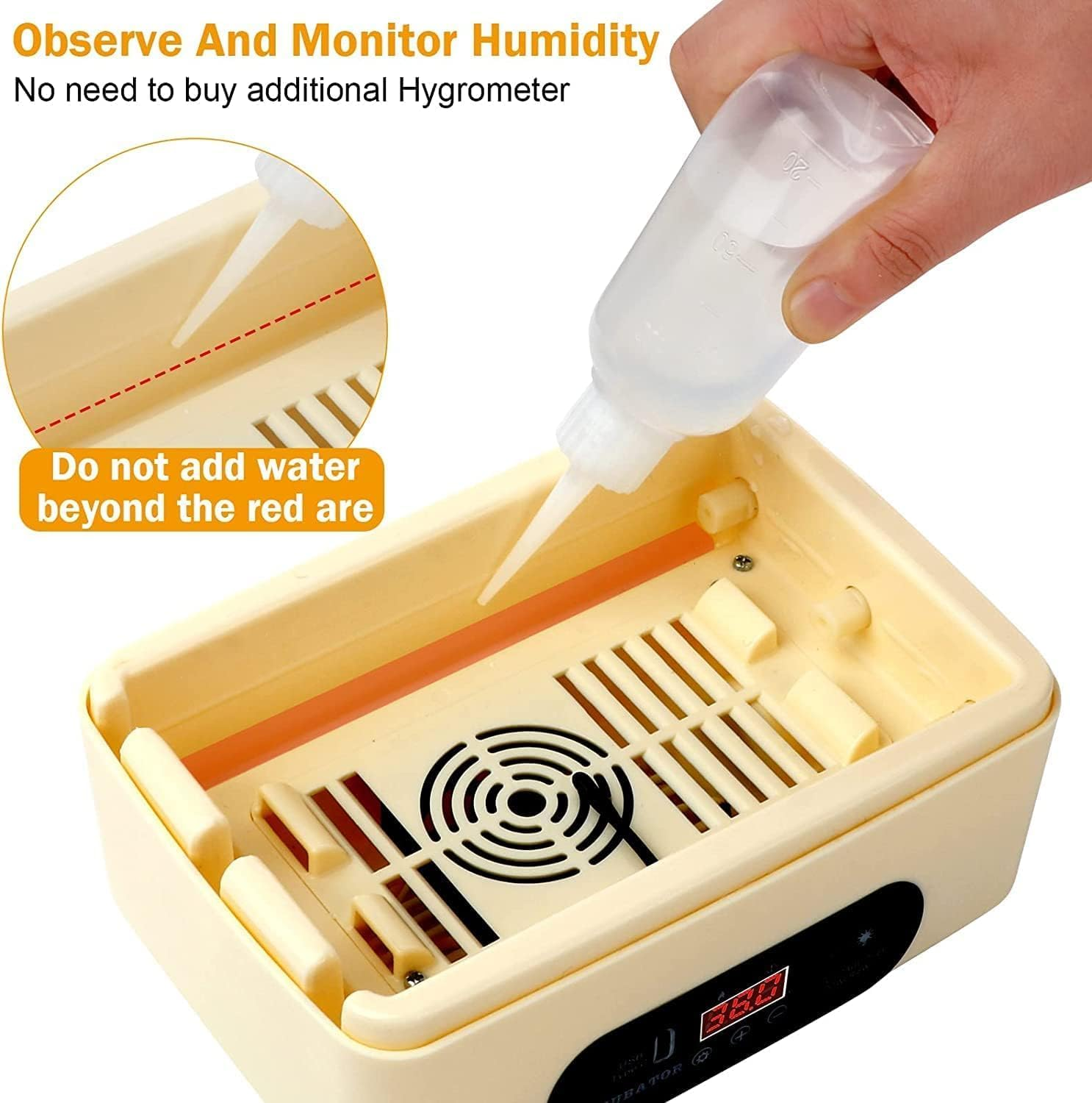 6 Eggs Automatic Digital Hatching Eggs, Egg Incubator Poultry Hatching Machine with Humidity Control Hand Water Adding for Hatching Chicken Duck Quail Bird Eggs image number 6