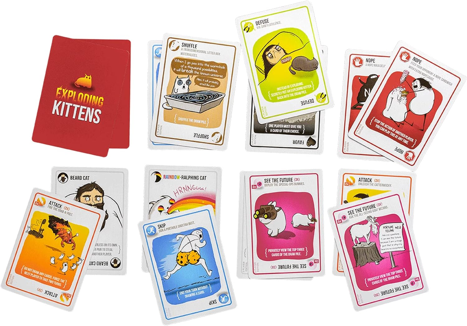 Exploding Kittens Original 2 Player Edition - Hilarious Games for Family Game Night - Funny Card Games for Ages 7 and up - 56 Cards image number 1