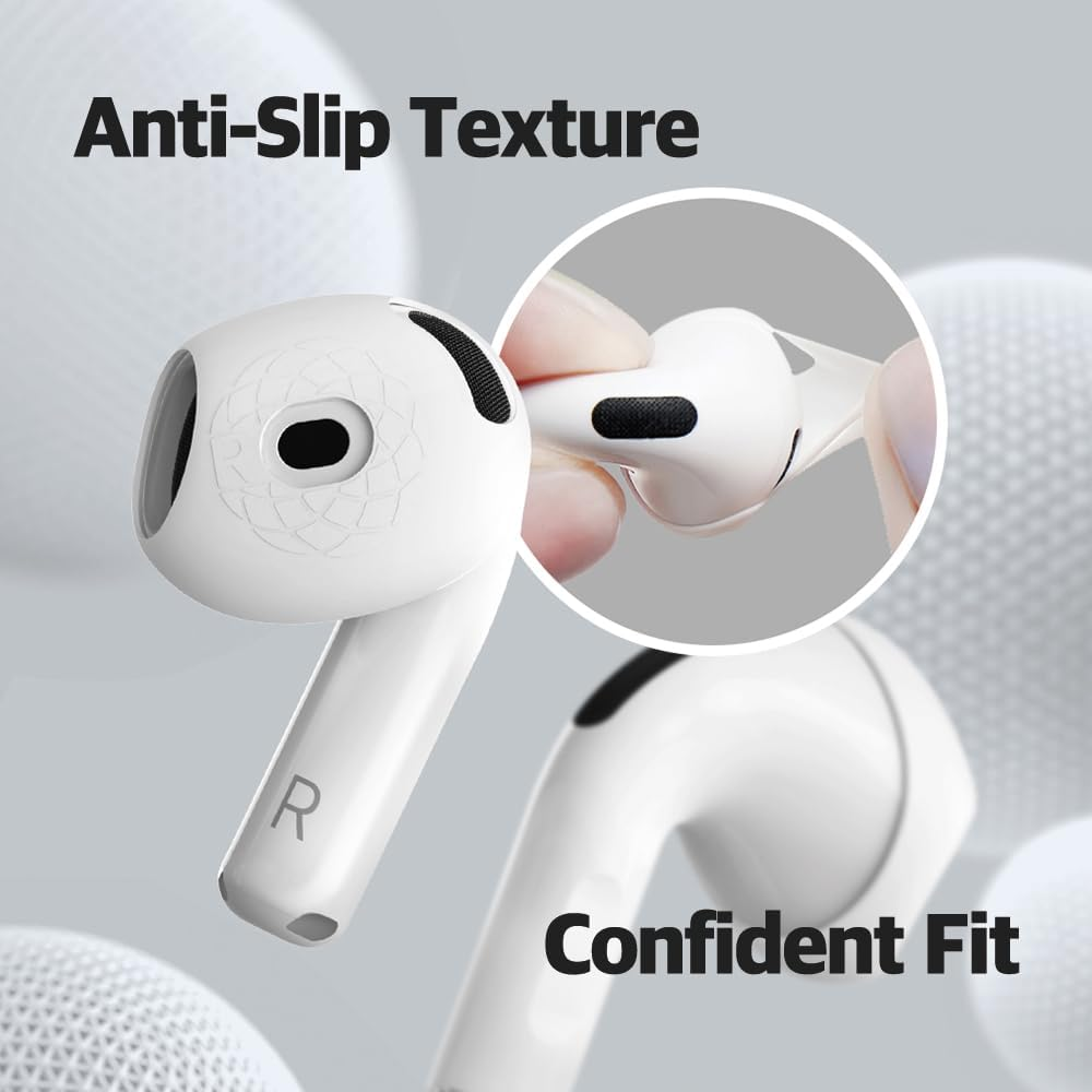 AZLA Sednaearfit for Airpods 4 &ndash; Anti-Slip Silicone Covers for Airpods 4 &ndash; Ear Hook Alternative Grip Skins with Fibonacci Texture &ndash; Secure Fit & Case Compatible (4 Pairs) [Ultra Slim + Slim] image number 3