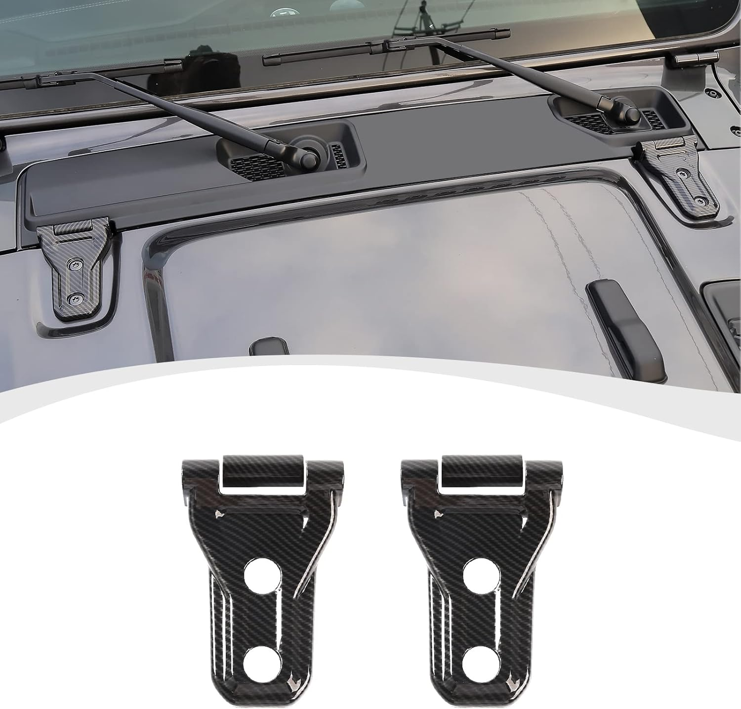 RT-TCZ Hood Hinge Cover Exterior Decoration Kits Accessories for 2018-2023 Jeep Wrangler JL JLU and Gladiator JT (Black)