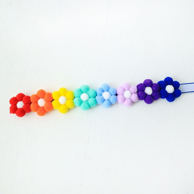 6 Color Matching Dog Collars Adjustable Pet Rainbow Flower Collar Accessories Suitable for Small Medium Large Dog Holiday Decoration Ideal (Multiple Colors, L) image number 4