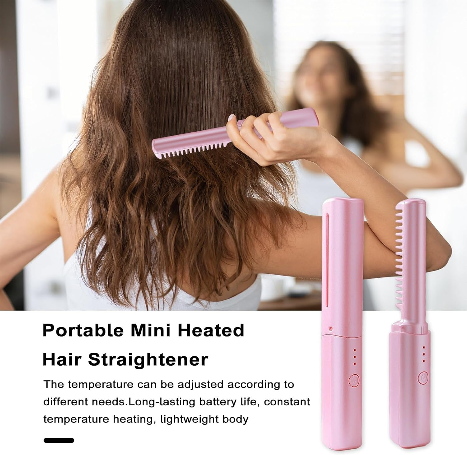 Pack of 2 Hair Straightener Brush, 2-In-1 Electric Comb Hair Straightener Straightener Brush with Ion Technology, Straightener Comb for Wet and Dry Hair for Travel and Home Use image number 5