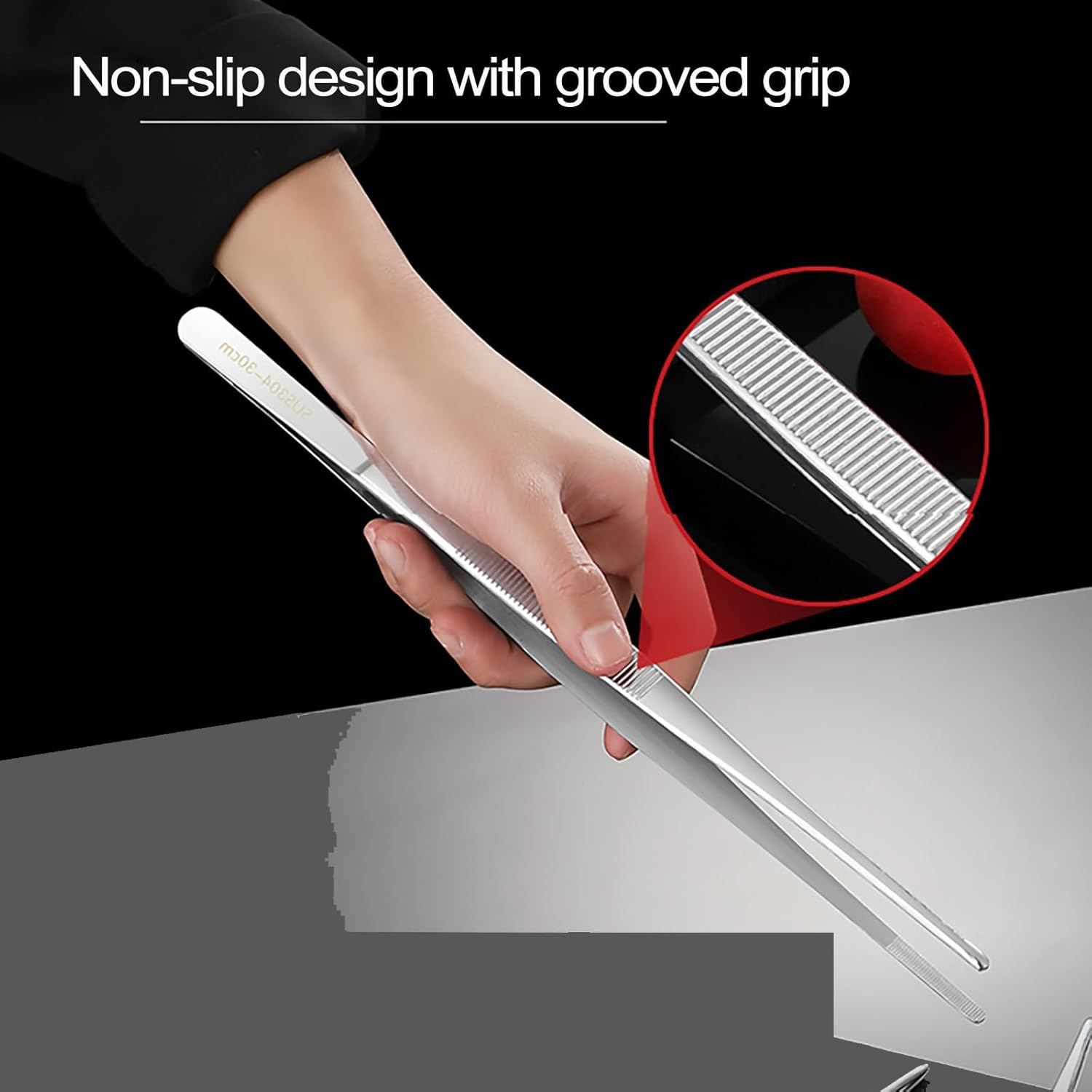 Kitchen Tweezers Fine Tweezer Tongs, Extra-Long Stainless Steel Cooking Tweezers Cooing Tong Dishwasher Safe image number 3