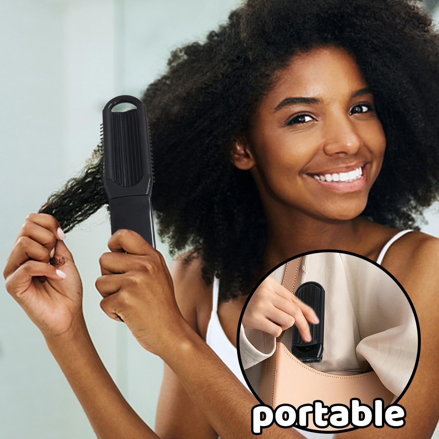 4 Mini Folding Mirror Combs, Portable Comb Mirror, Travel Cosmetic Mirror, Integrated Folding Mirror with Folding Shell. image number 2