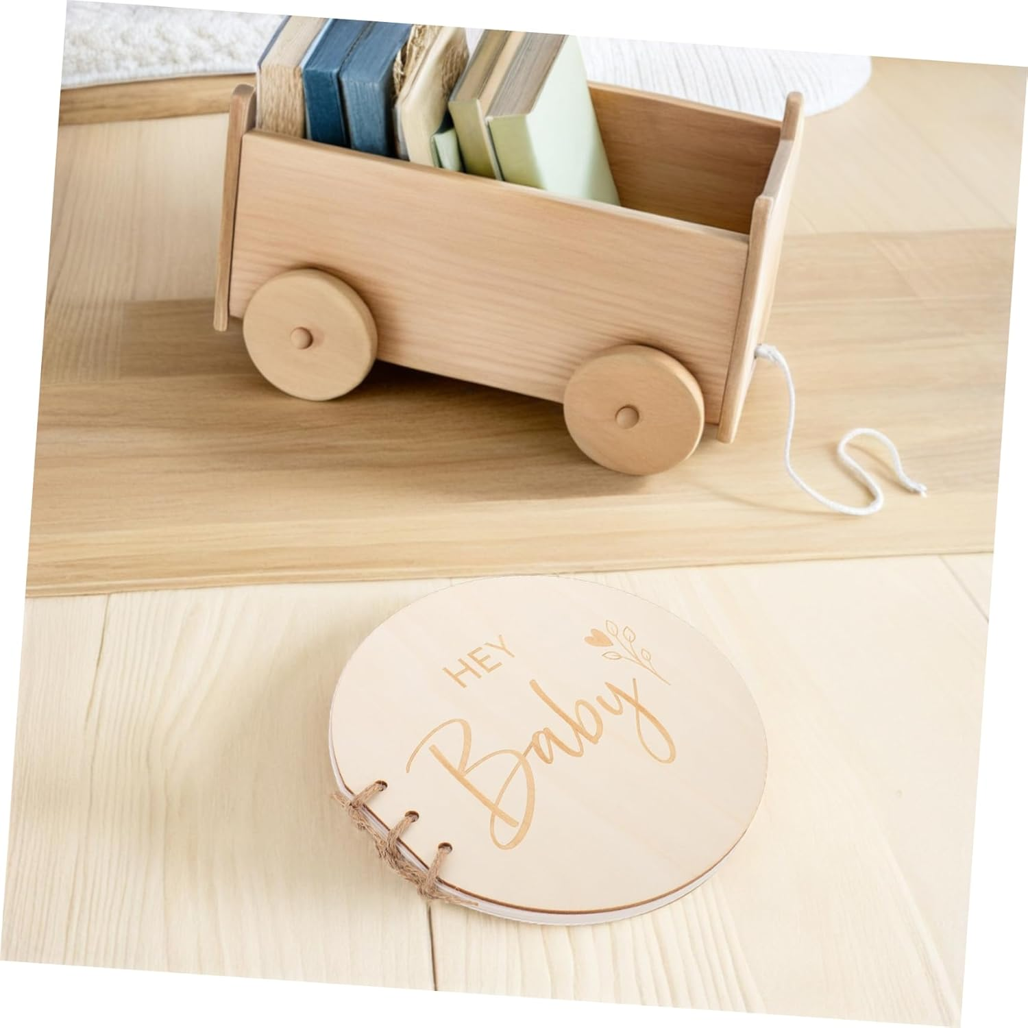 Wooden Baby Shower Guest Book Natural Wood Sign-In Book Rustic Keepsake Memory Album for Baby Shower Party