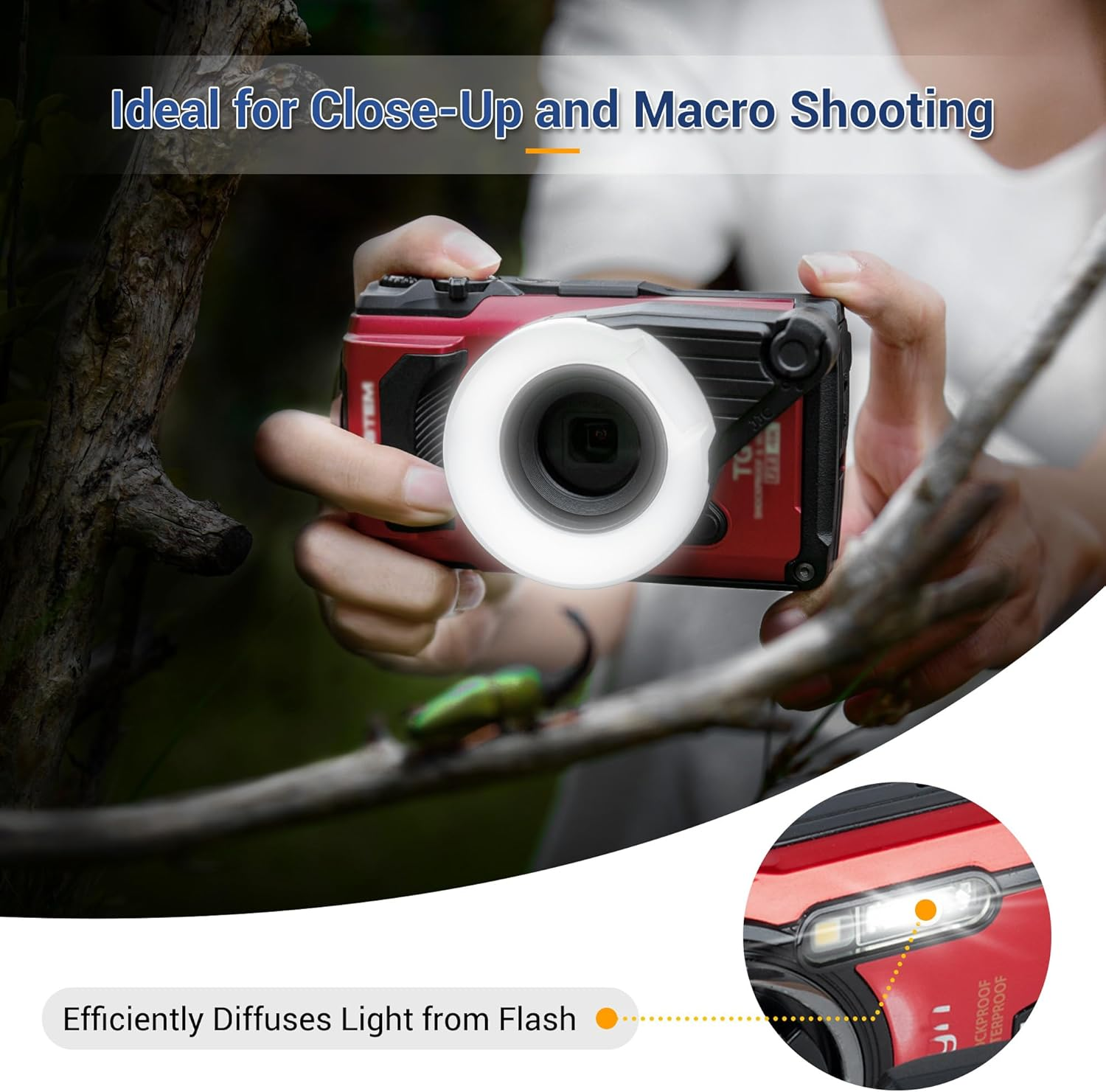 JJC Flash Diffuser for Olympus TG-7 TG-6 TG-5 TG-4 TG-3 TG-2 TG-1, Replace Olympus FD-1 Light Guide, Macro Flash Diffuser Light for Olympus Tough TG7 TG6 TG5 TG4 TG3 TG2 TG1 image number 6