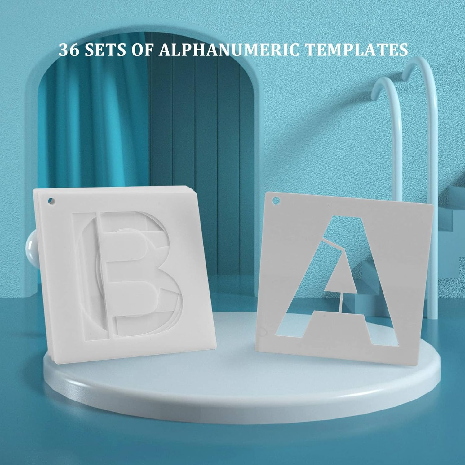 Hepzest Letter Stencils for Painting on Wood 36 Pcs Letter and Number Stencils Reusable Font Templates for Home image number 6