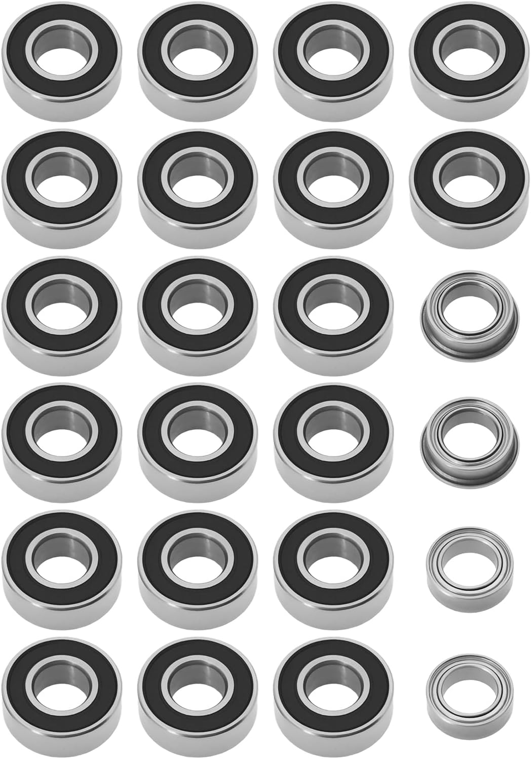 Emsea 24Pcs RC Car Ball Race Bearing Upgrade Bearing Set Replacement Part 5X11X4Mm 2RS 5X8X2.5Mm ZZ 5X8X2.5Mm Flanged Compatible with T-Amiya MF-01X image number 4