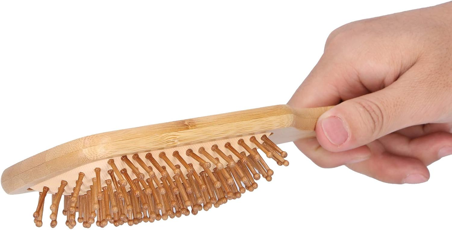 Bamboo Brush for Hair Growth, Detangle Tail Comb Instead of Brush Cleaner Tool Wooden Hair Brush Wooden Scalp Massager Paddle Hairbrush for Women Men Make Thin Long Curly Hair image number 2