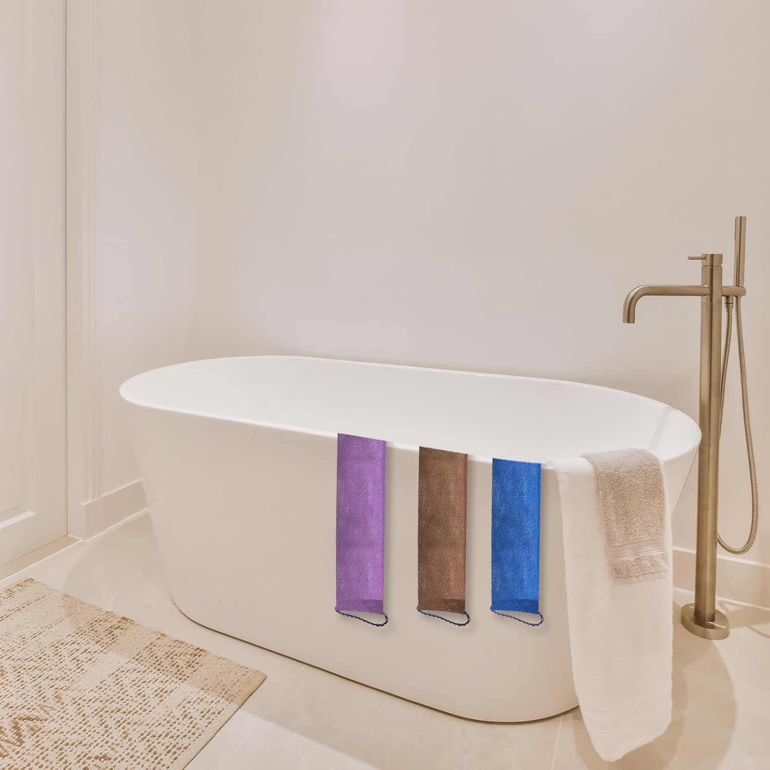 NILLOS African Bath Sponge, 3 PCS Nylon Exfoliating Long Net Bath Sponge for Men and Women Daily Shower, Bathing (3 Colors) image number 4