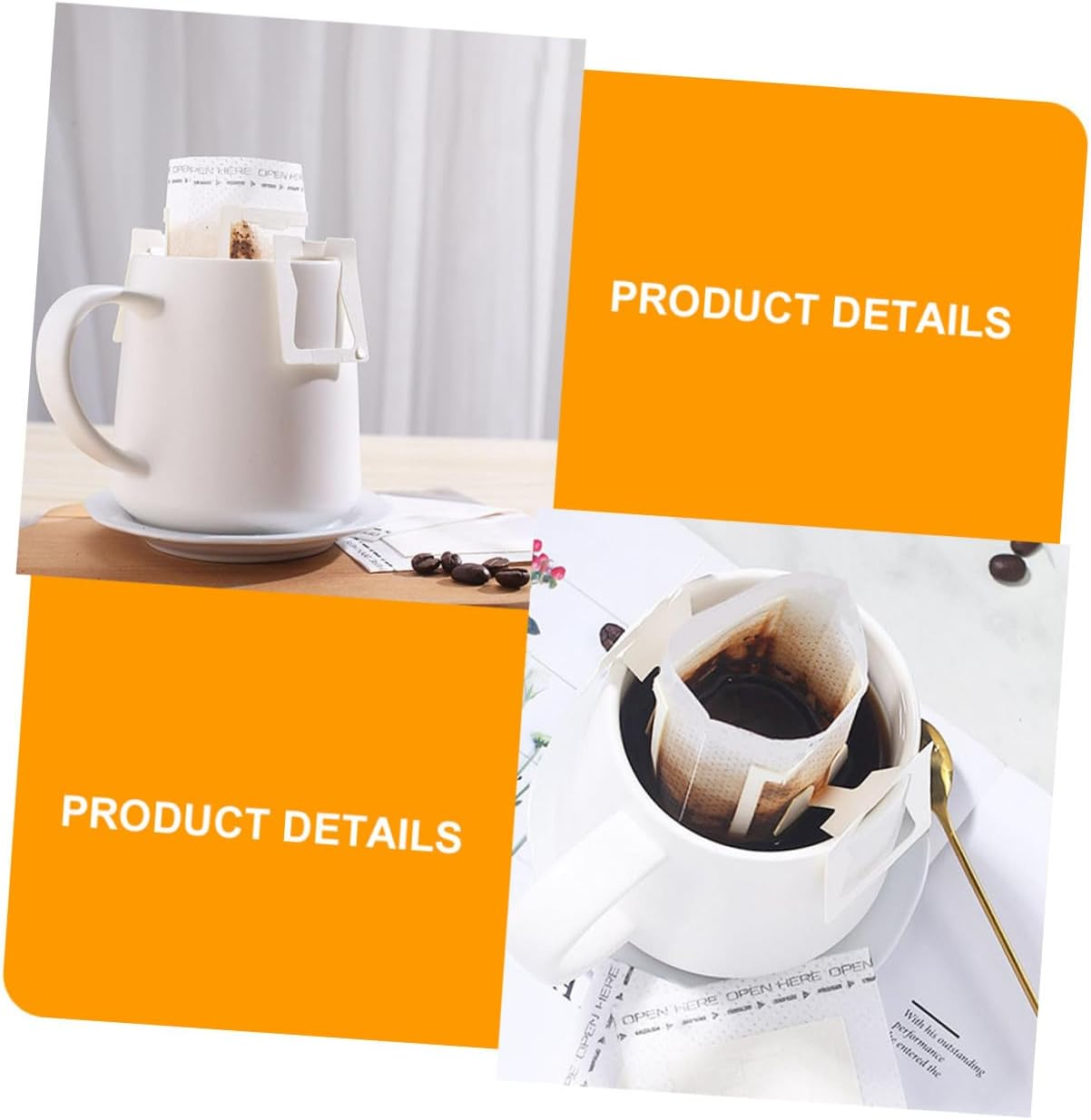 INOOMP 50Pcs Portable Hanging Ear Coffee Filter Bags Single Serve Drip Coffee Filters for Home Travel Office Fine Filtration Thickened Material Easy Brewing for Tea image number 2